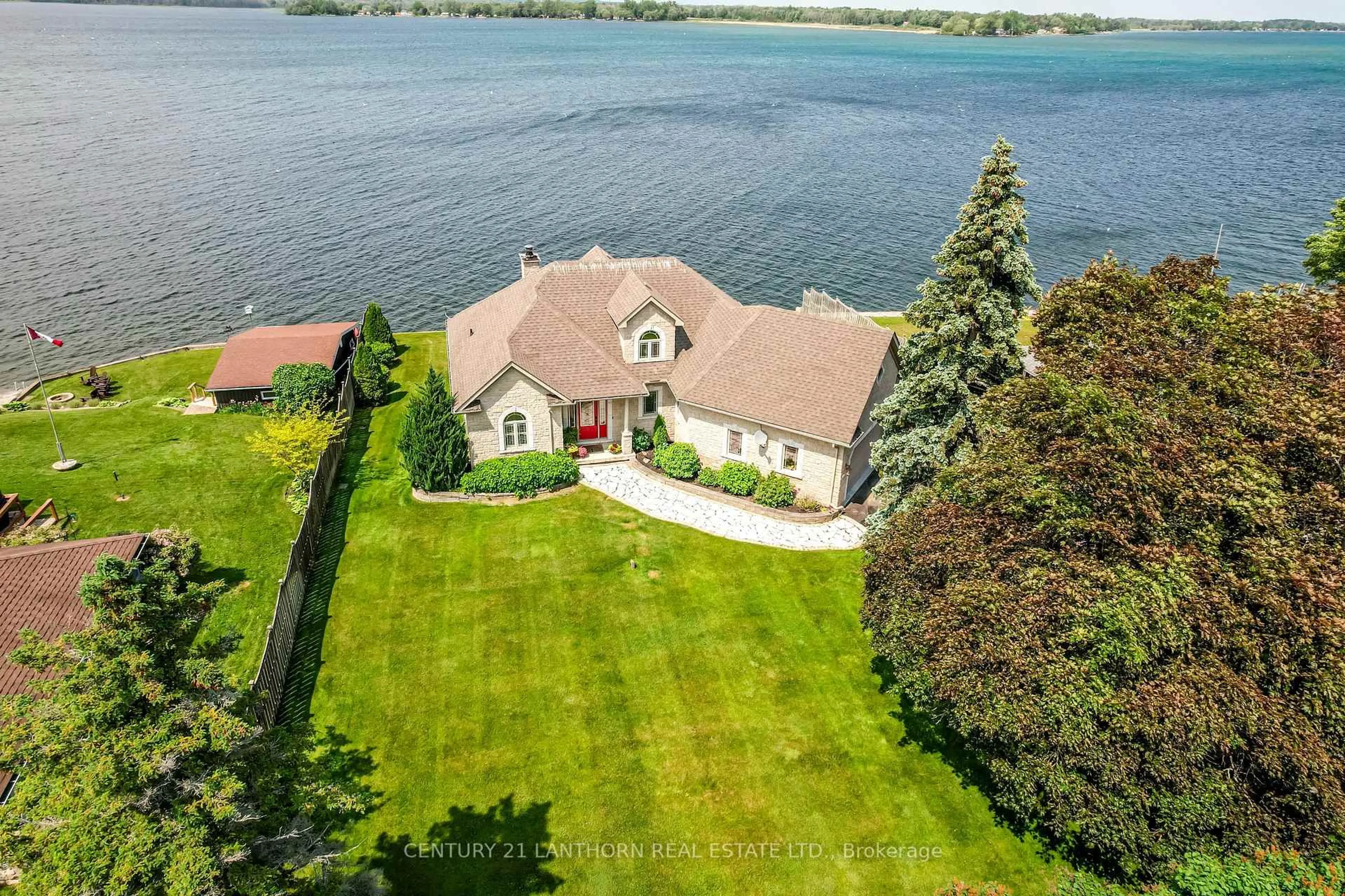 A pic from outside/outdoor area/front of a property/back of a property/a pic from drone, water/lake/river/ocean view for 54 Bayshore Rd, Brighton Ontario K0K 1H0