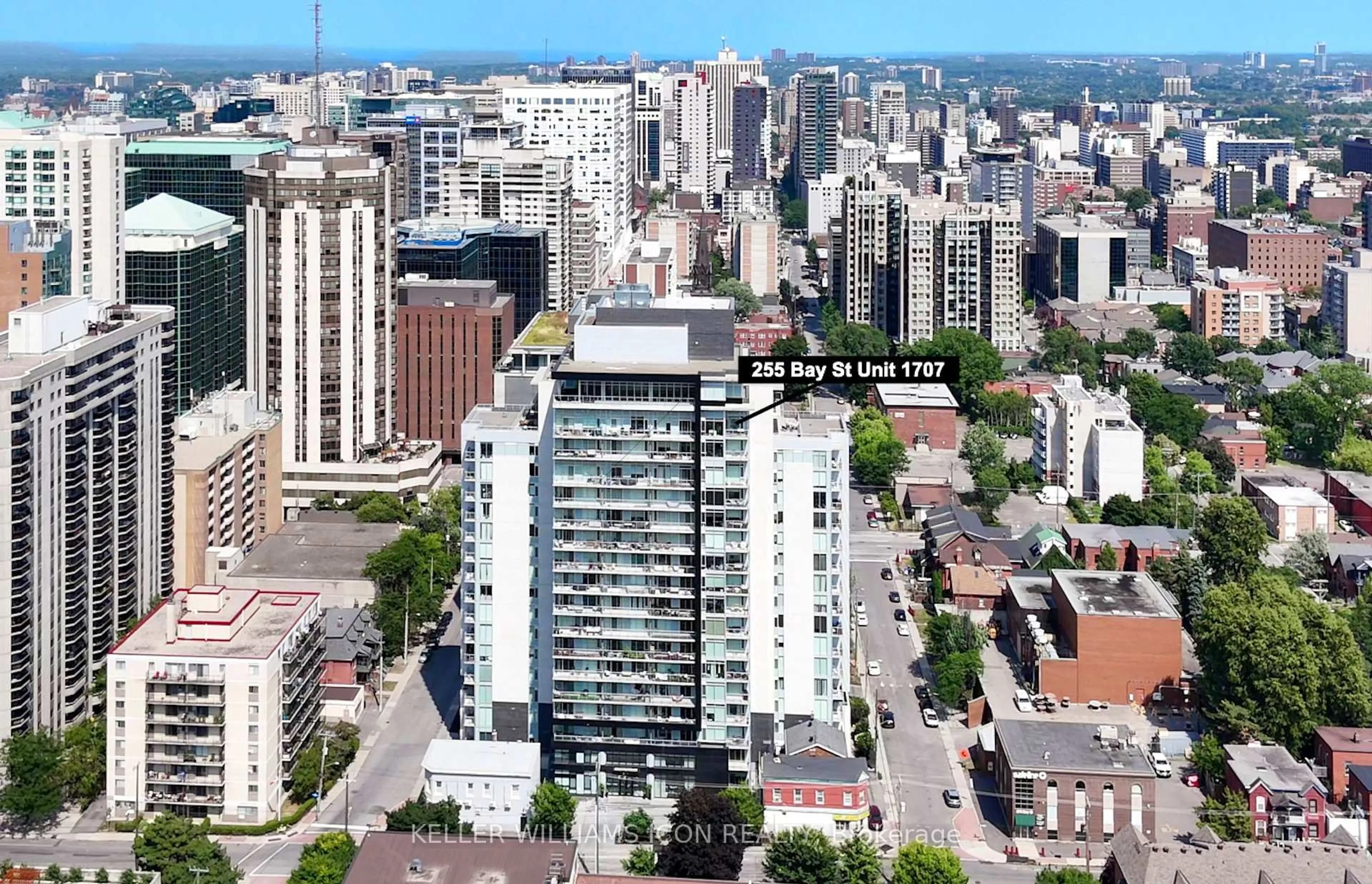 A pic from outside/outdoor area/front of a property/back of a property/a pic from drone, city buildings view from balcony for 255 Bay St #1707, Ottawa Ontario K1R 0C5