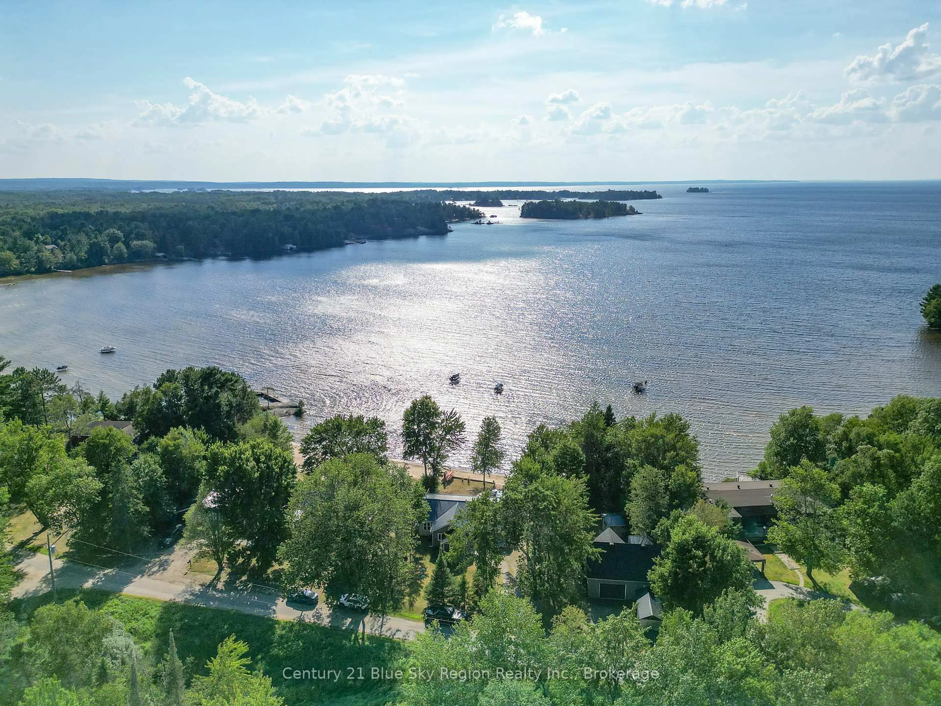 A pic from outside/outdoor area/front of a property/back of a property/a pic from drone, water/lake/river/ocean view for 63 Westview Dr, Callander Ontario P0H 1H0