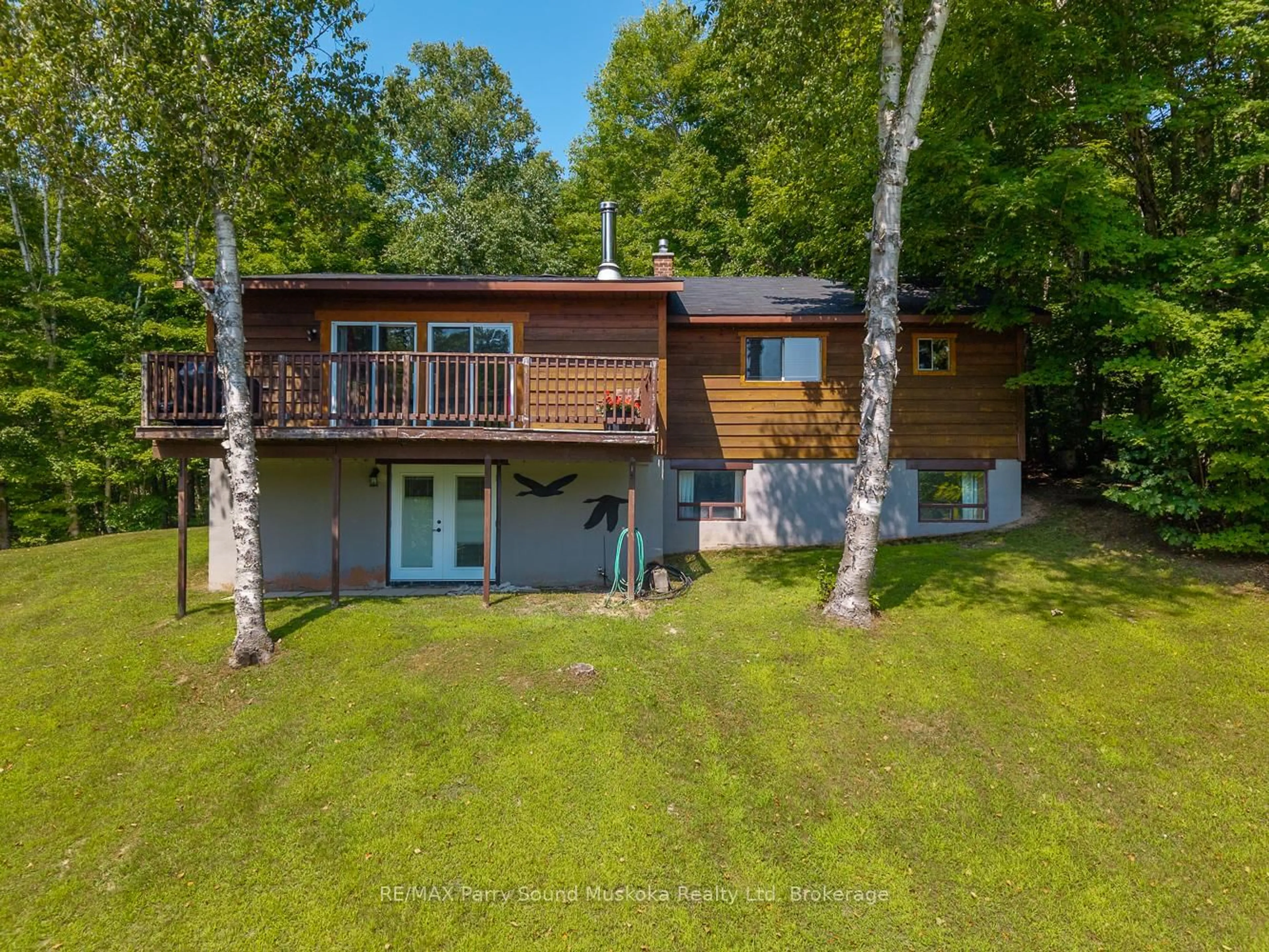 A pic from outside/outdoor area/front of a property/back of a property/a pic from drone, forest/trees view for 367 Marshall Rd, Seguin Ontario P2A 2W8