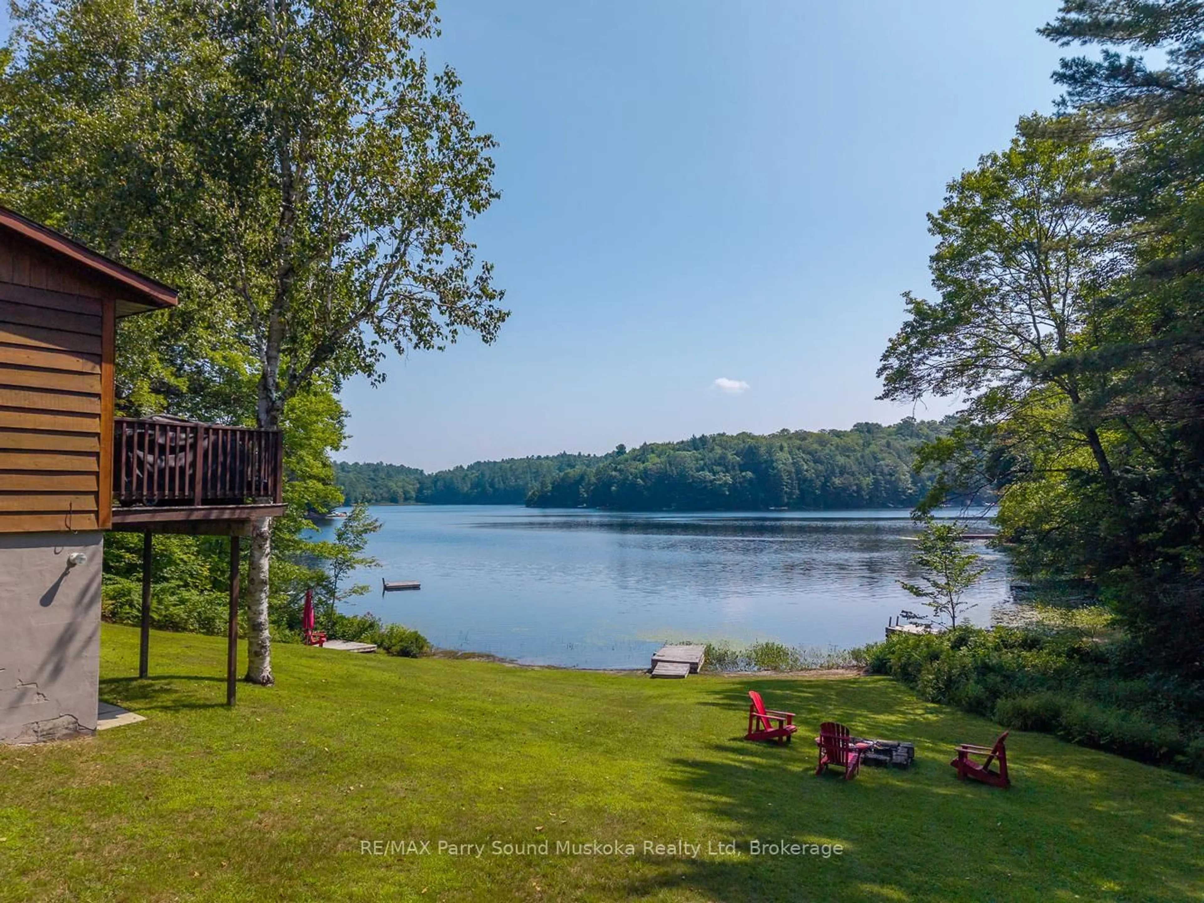 A pic from outside/outdoor area/front of a property/back of a property/a pic from drone, water/lake/river/ocean view for 367 Marshall Rd, Seguin Ontario P2A 2W8