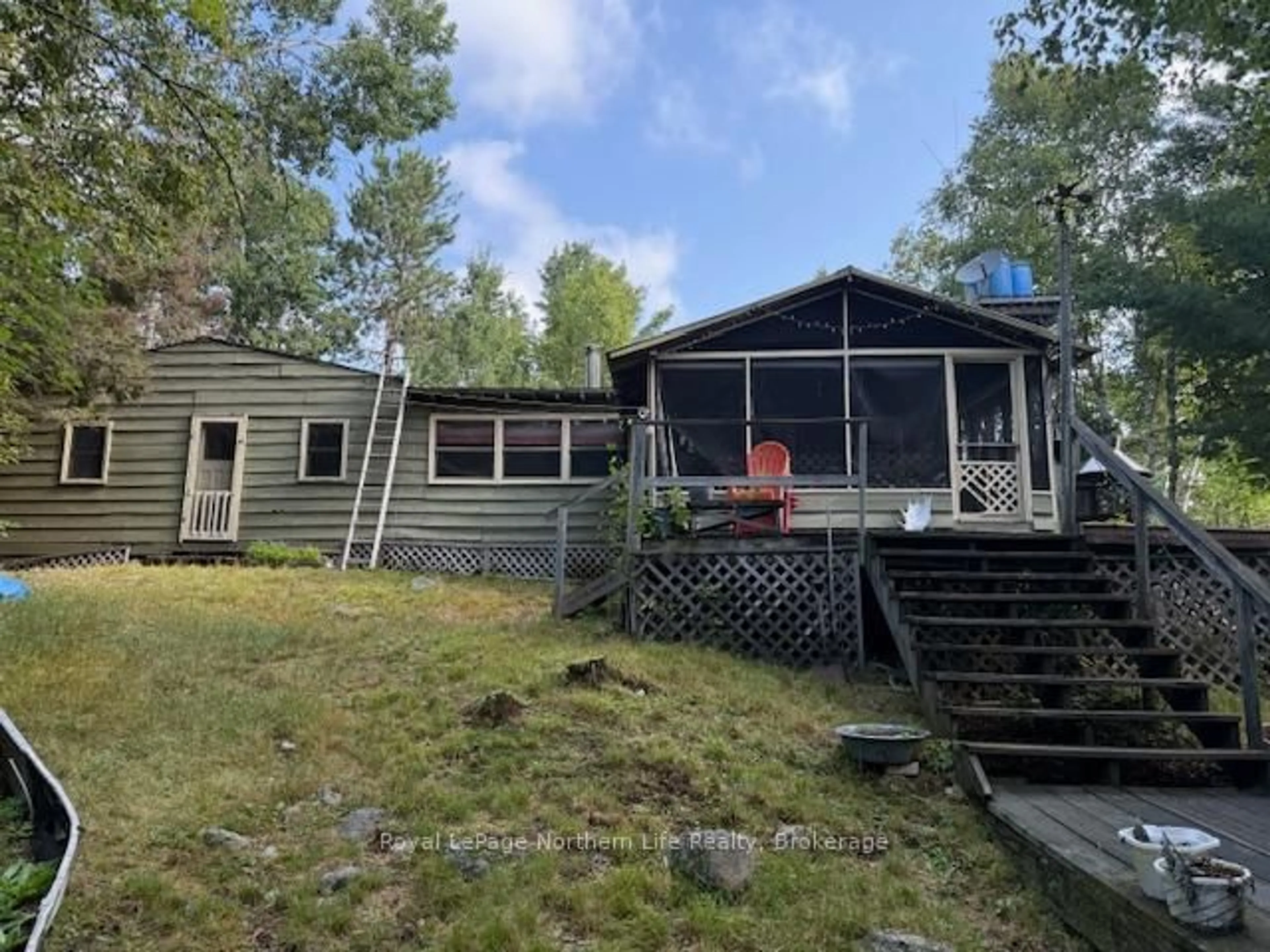 A pic from outside/outdoor area/front of a property/back of a property/a pic from drone, unknown for 76 Cassels Lake Island A, Temagami Ontario P0H 2H0