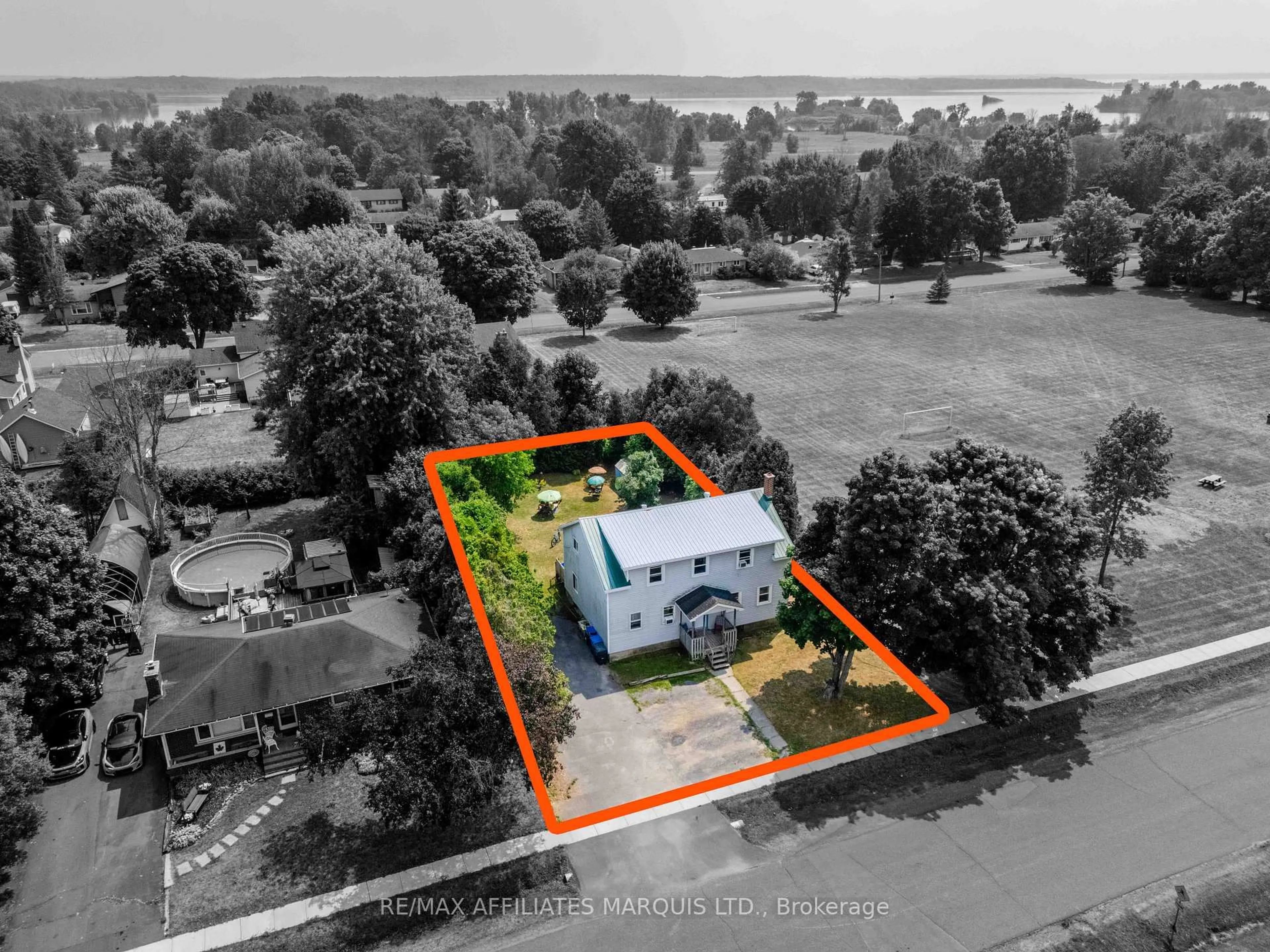 A pic from outside/outdoor area/front of a property/back of a property/a pic from drone, water/lake/river/ocean view for 52 Elm St, South Stormont Ontario K0C 1R0