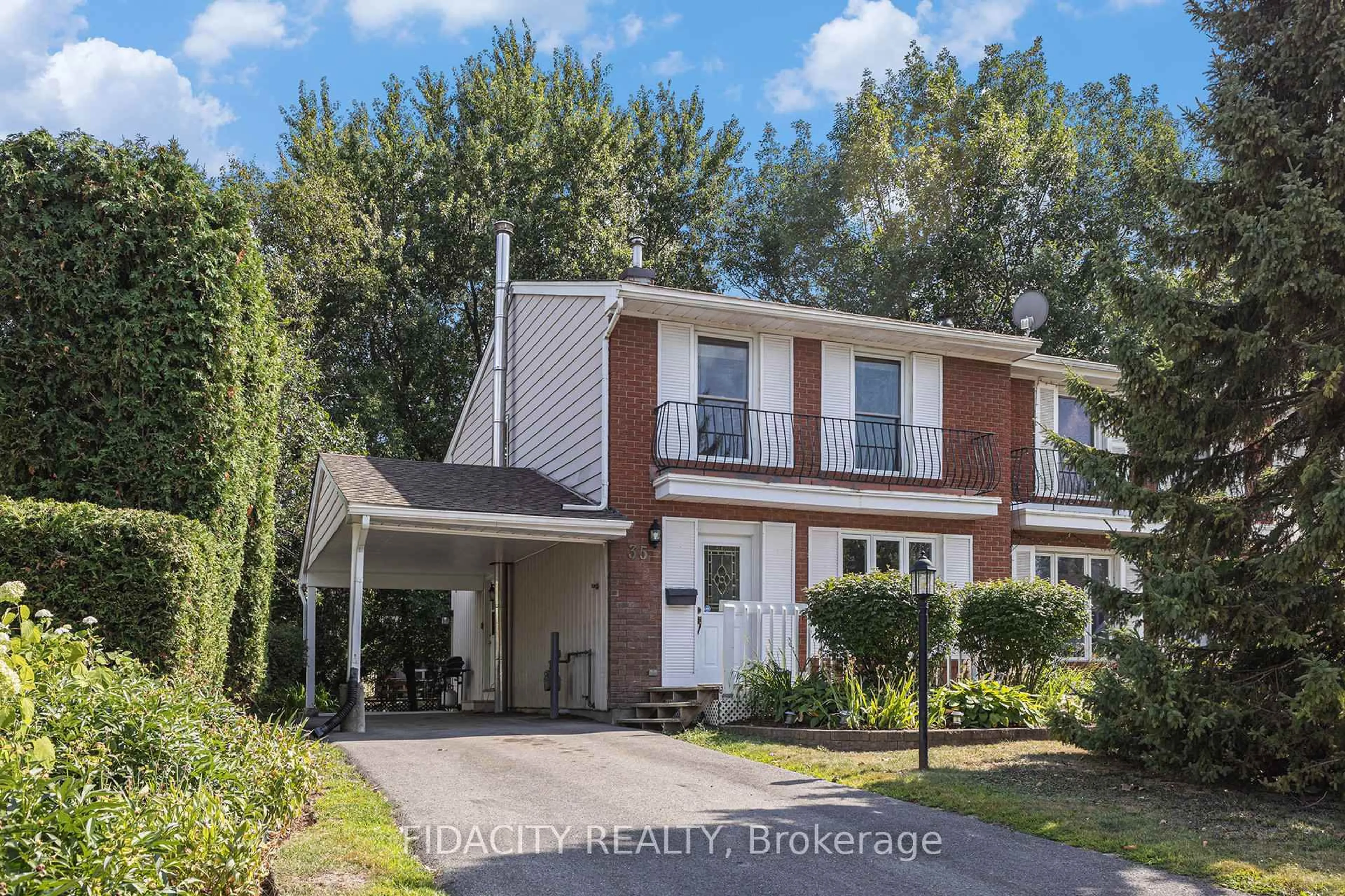 Home with vinyl exterior material, street for 35 Cymbeline Dr, Ottawa Ontario K2H 7X9