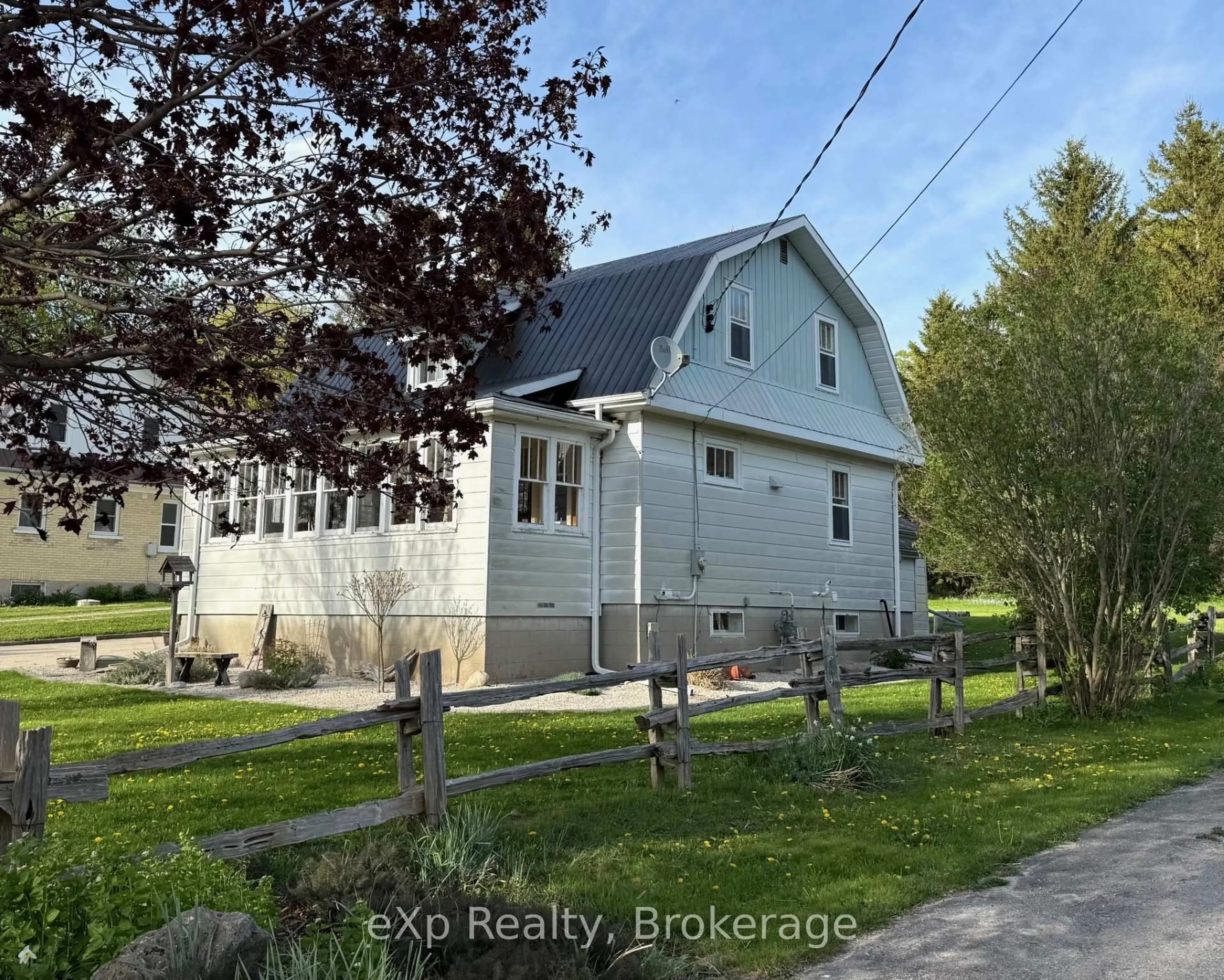A pic from outside/outdoor area/front of a property/back of a property/a pic from drone, street for 1216 Bruce Road 12, South Bruce Ontario N0G 1W0