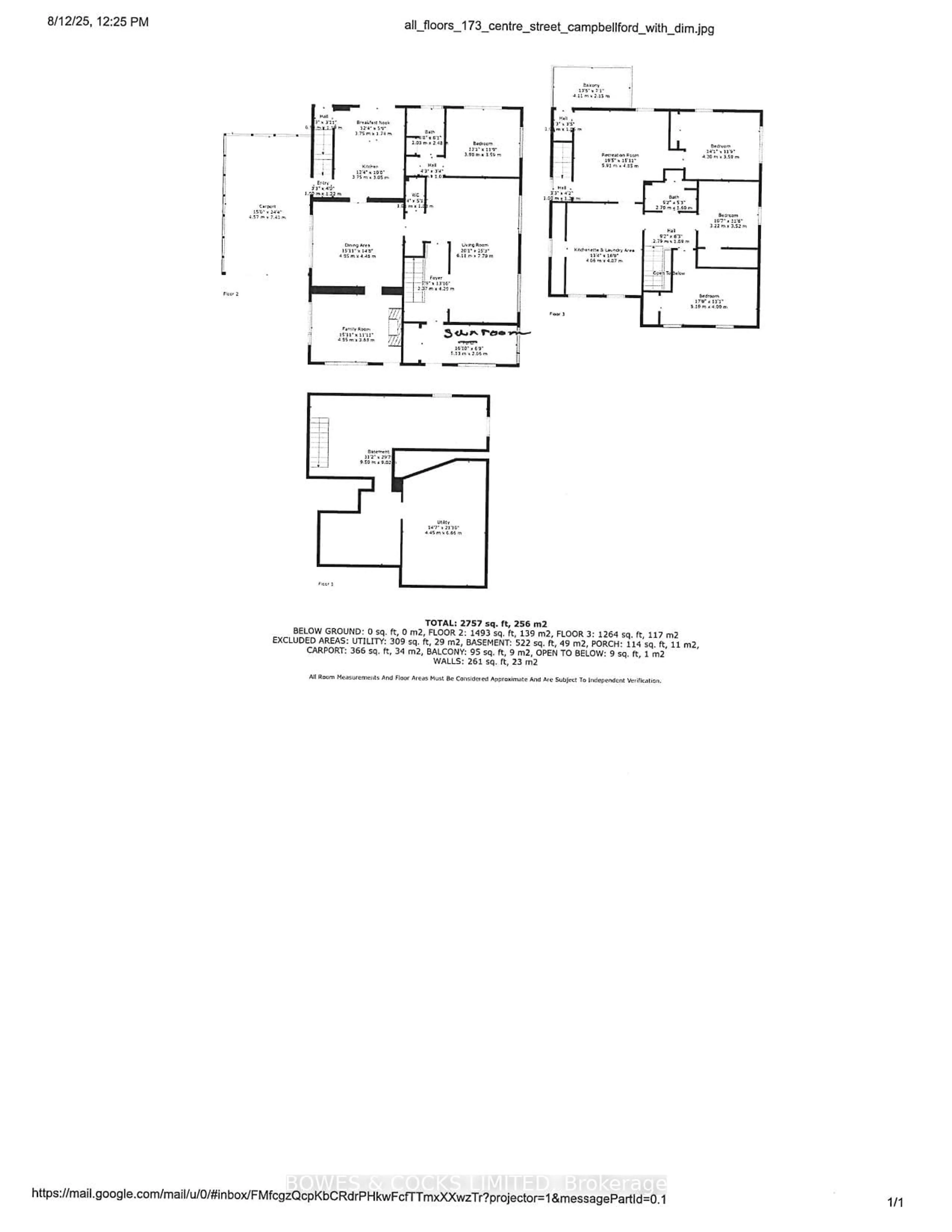 Floor plan for 173 Centre St, Trent Hills Ontario K0L 1L0