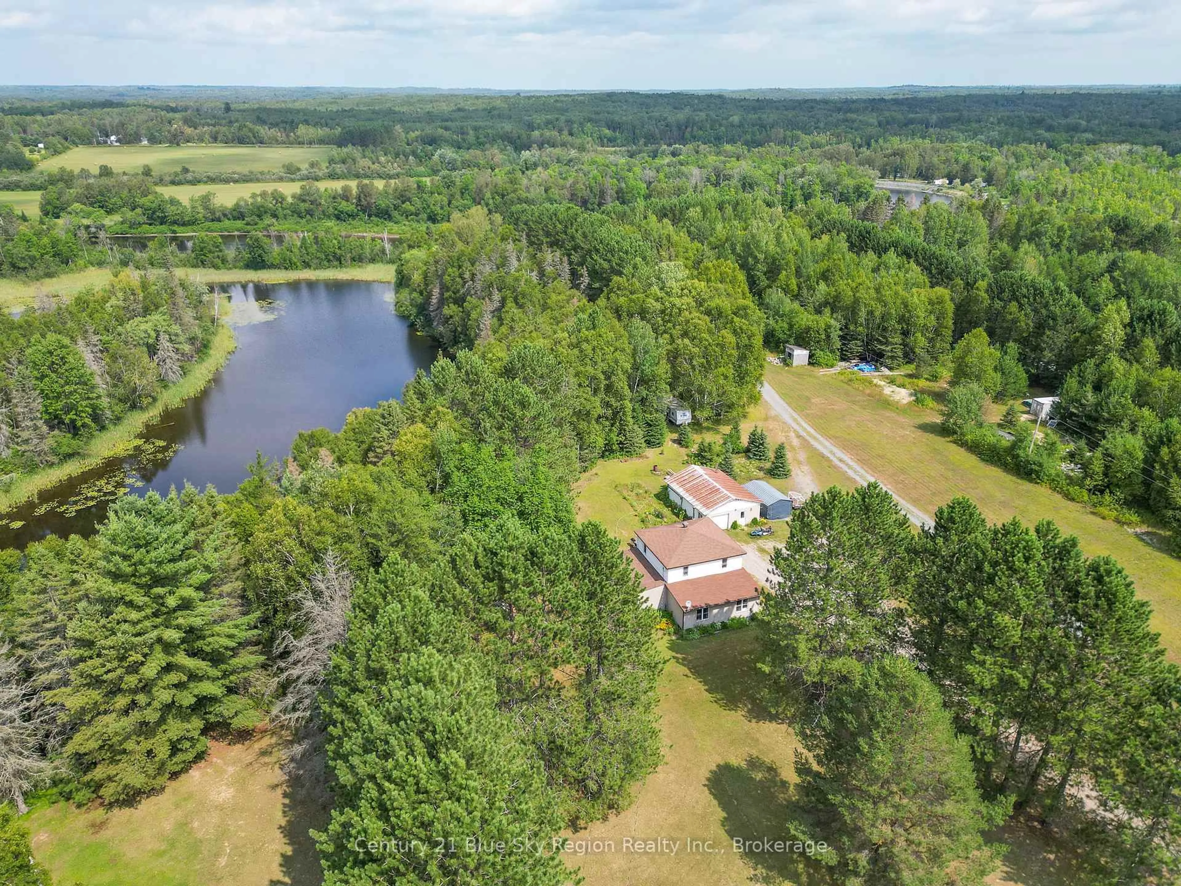 A pic from outside/outdoor area/front of a property/back of a property/a pic from drone, water/lake/river/ocean view for 1747 Highway 575, West Nipissing Ontario P0H 1M0