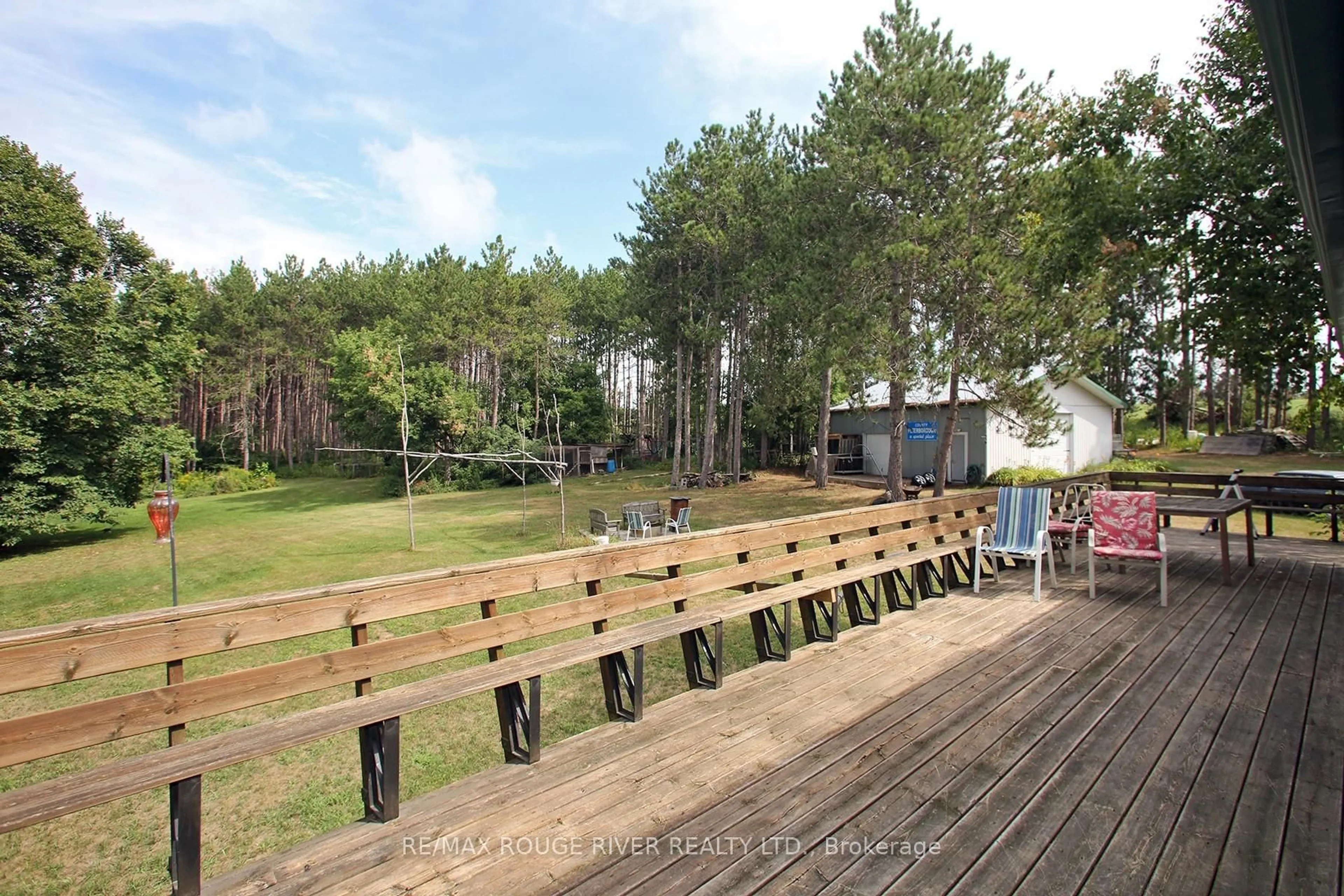 Patio, forest/trees view for 199 Farmers Rd, Kawartha Lakes Ontario L0A 1K0