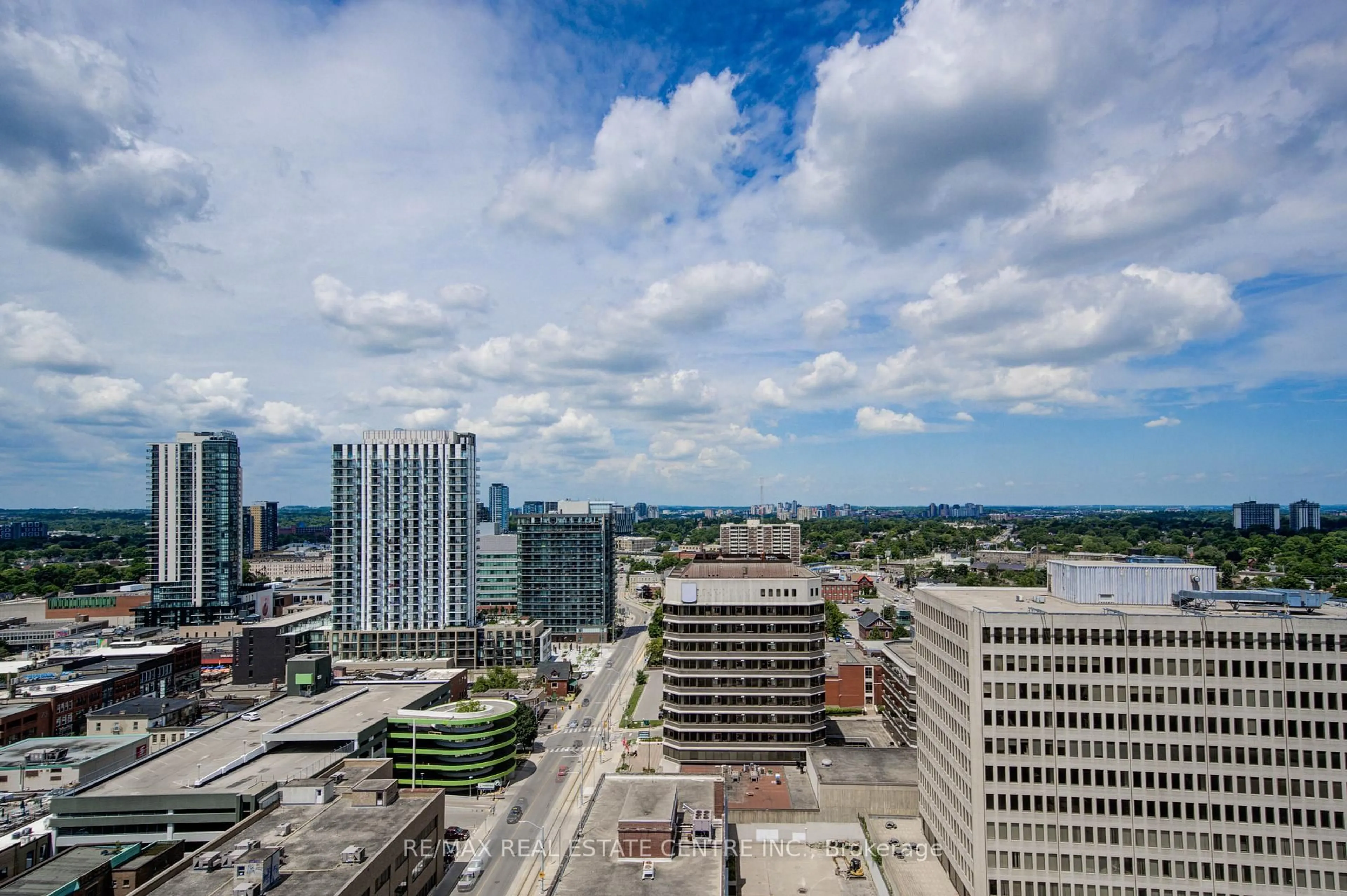 A pic from outside/outdoor area/front of a property/back of a property/a pic from drone, city buildings view from balcony for 60 Frederick St #1809, Kitchener Ontario N2H 2L7