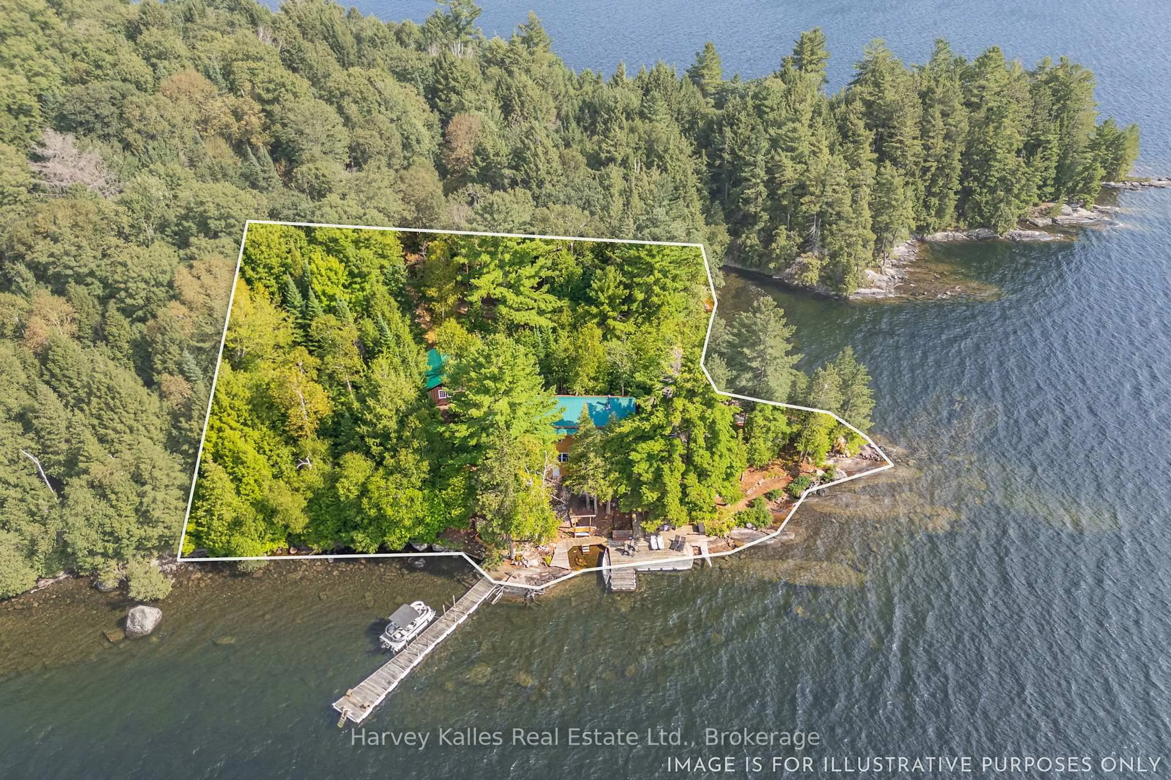 A pic from outside/outdoor area/front of a property/back of a property/a pic from drone, water/lake/river/ocean view for 19750 Kawagama Big Trout Island, Dysart et al Ontario P0A 1E0