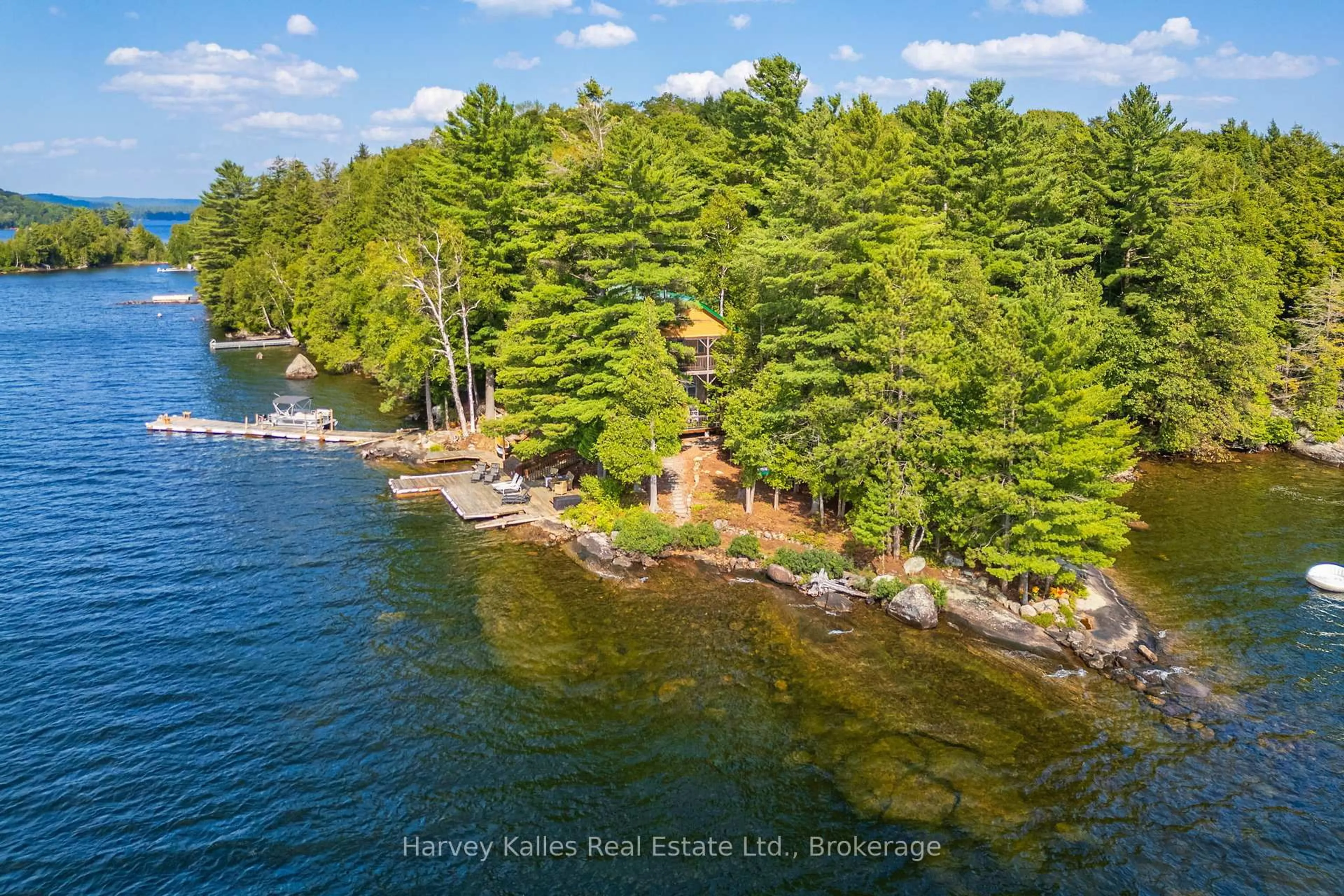 A pic from outside/outdoor area/front of a property/back of a property/a pic from drone, water/lake/river/ocean view for 19750 Kawagama Big Trout Island, Dysart et al Ontario P0A 1E0