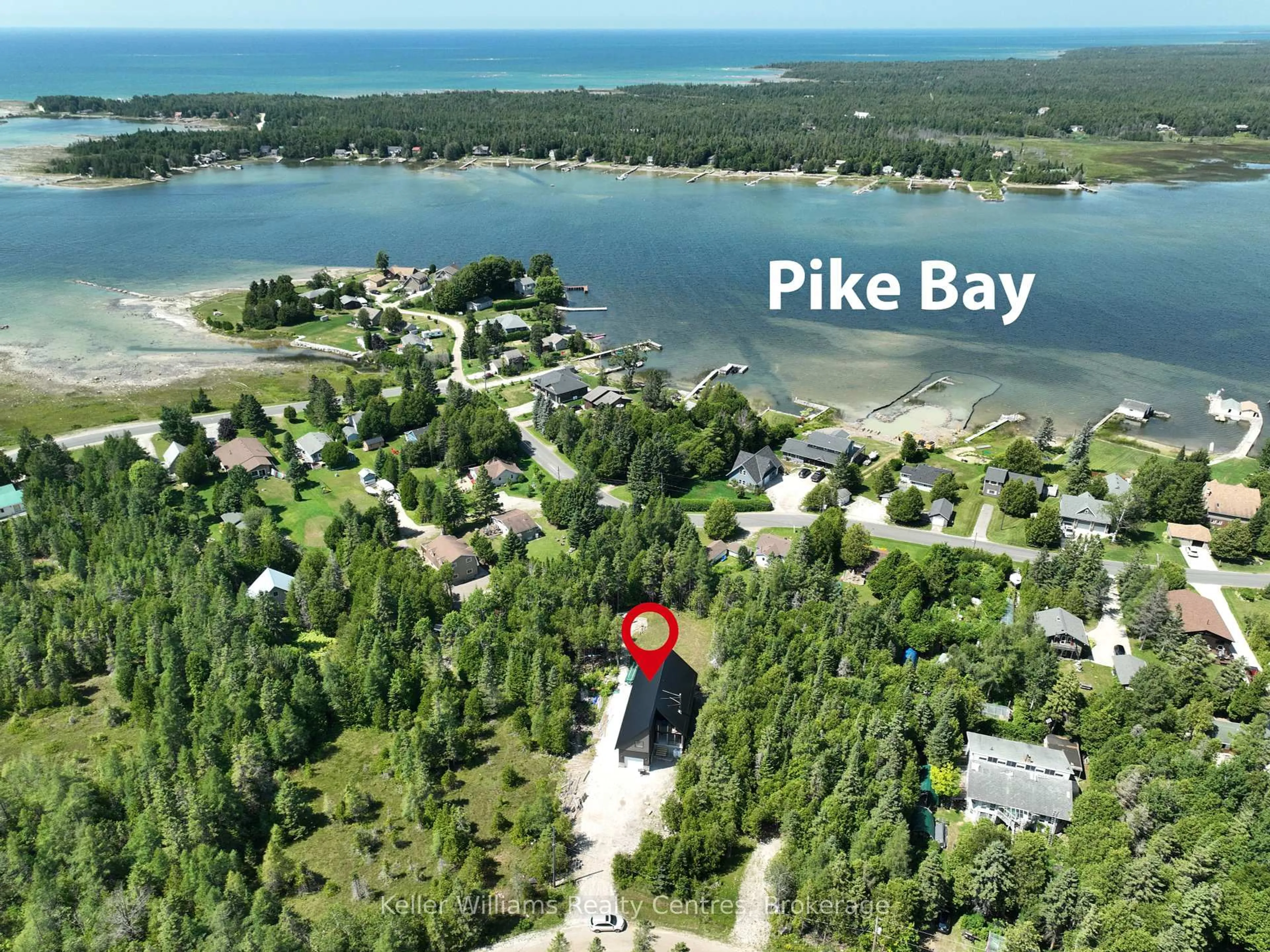 A pic from outside/outdoor area/front of a property/back of a property/a pic from drone, water/lake/river/ocean view for 64 Baywatch Dr, Northern Bruce Peninsula Ontario N0H 2T0