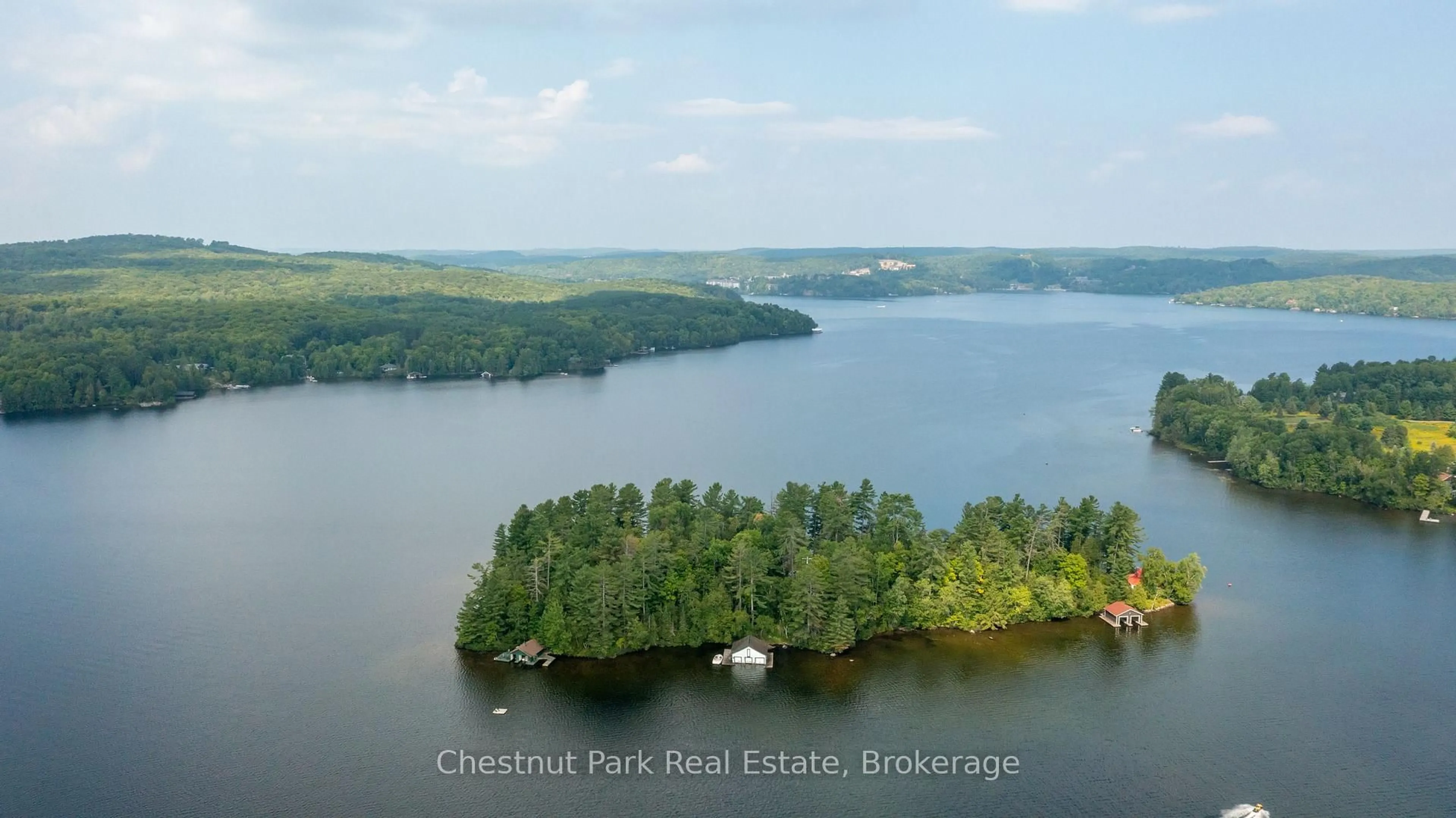 A pic from outside/outdoor area/front of a property/back of a property/a pic from drone, water/lake/river/ocean view for 4 Hills Island, Lake of Bays Ontario P0B 1A0