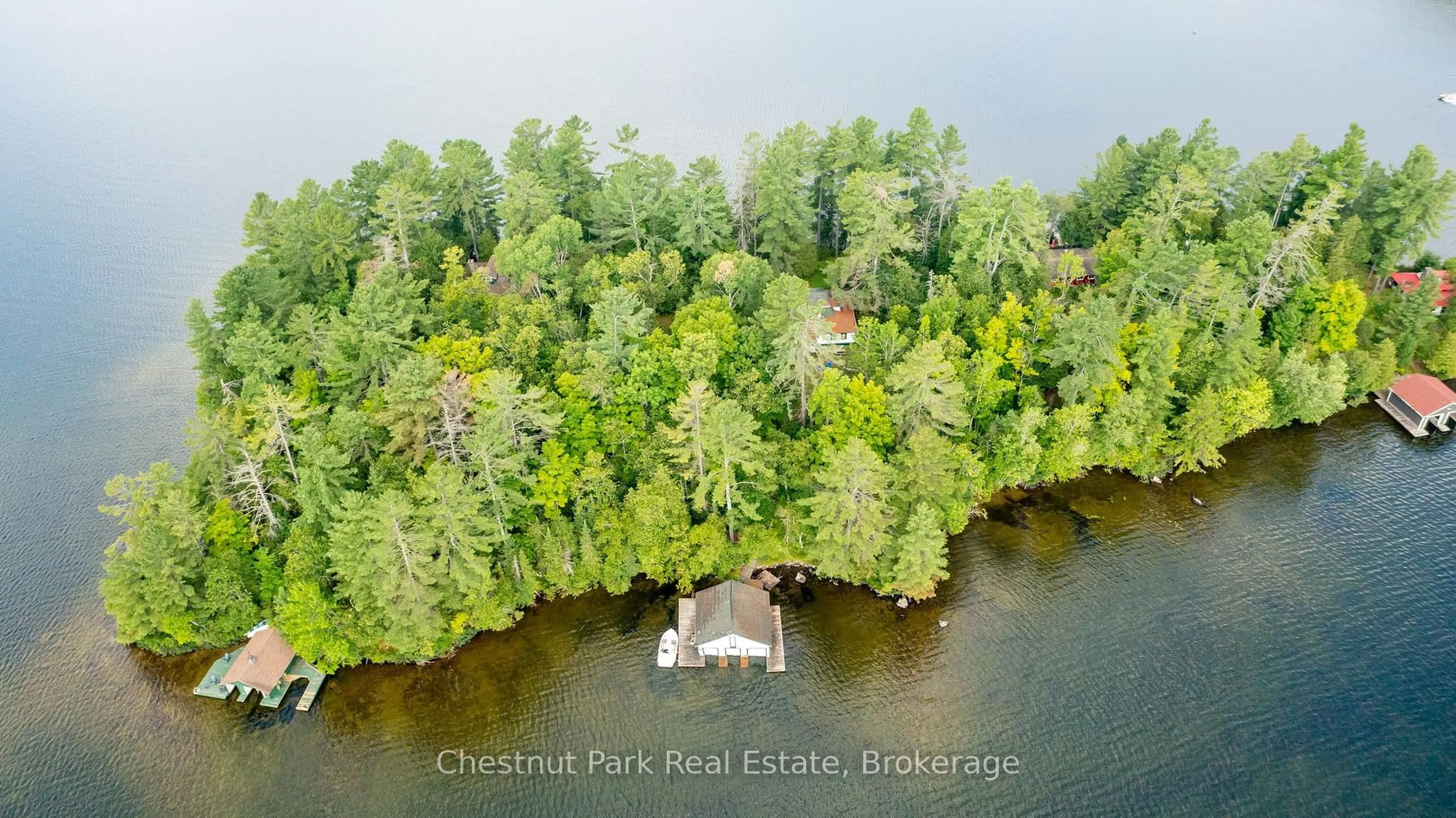 A pic from outside/outdoor area/front of a property/back of a property/a pic from drone, water/lake/river/ocean view for 4 Hills Island, Lake of Bays Ontario P0B 1A0