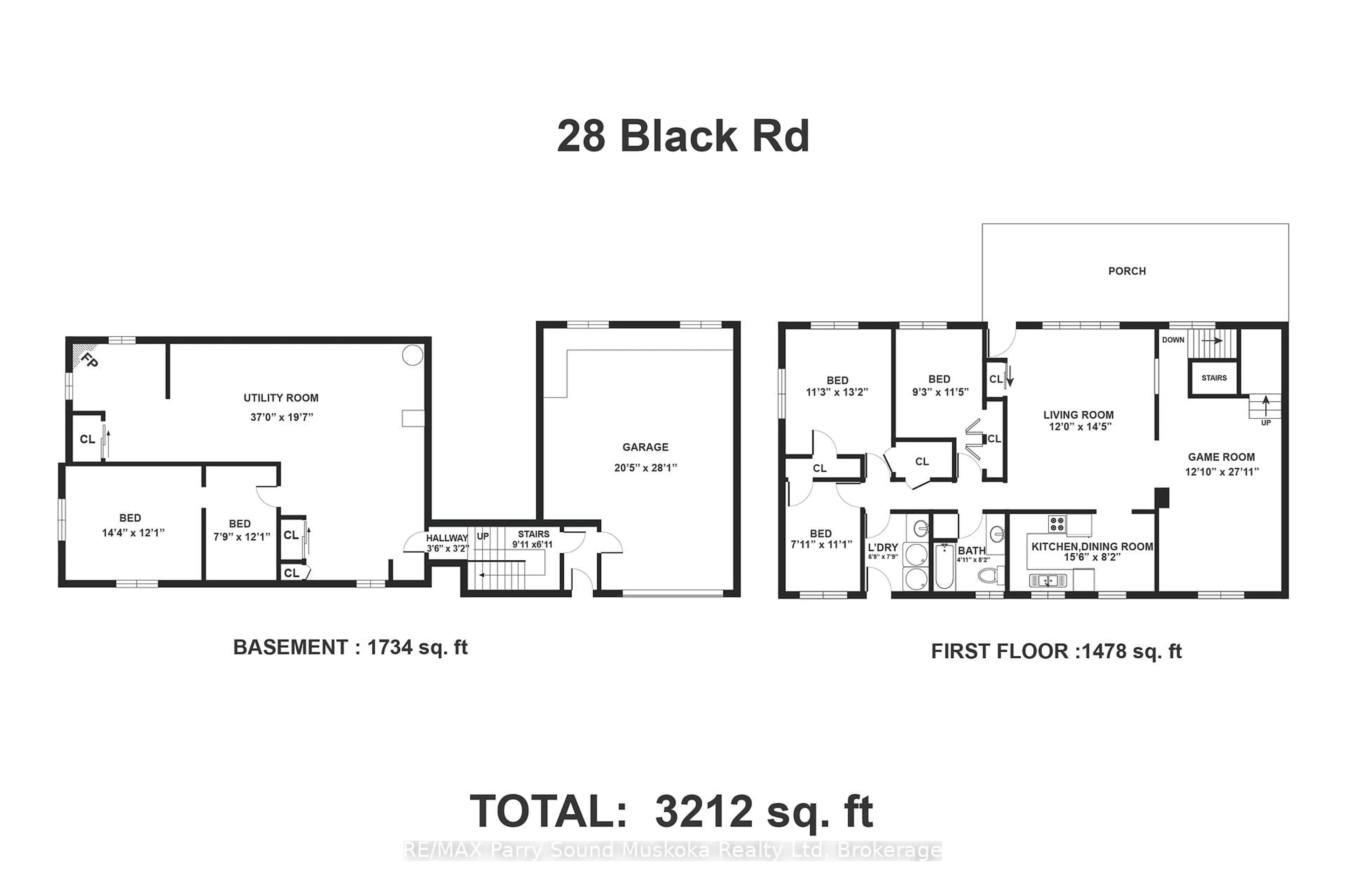 Floor plan for 28 Black Rd, Seguin Ontario P2A 2W8