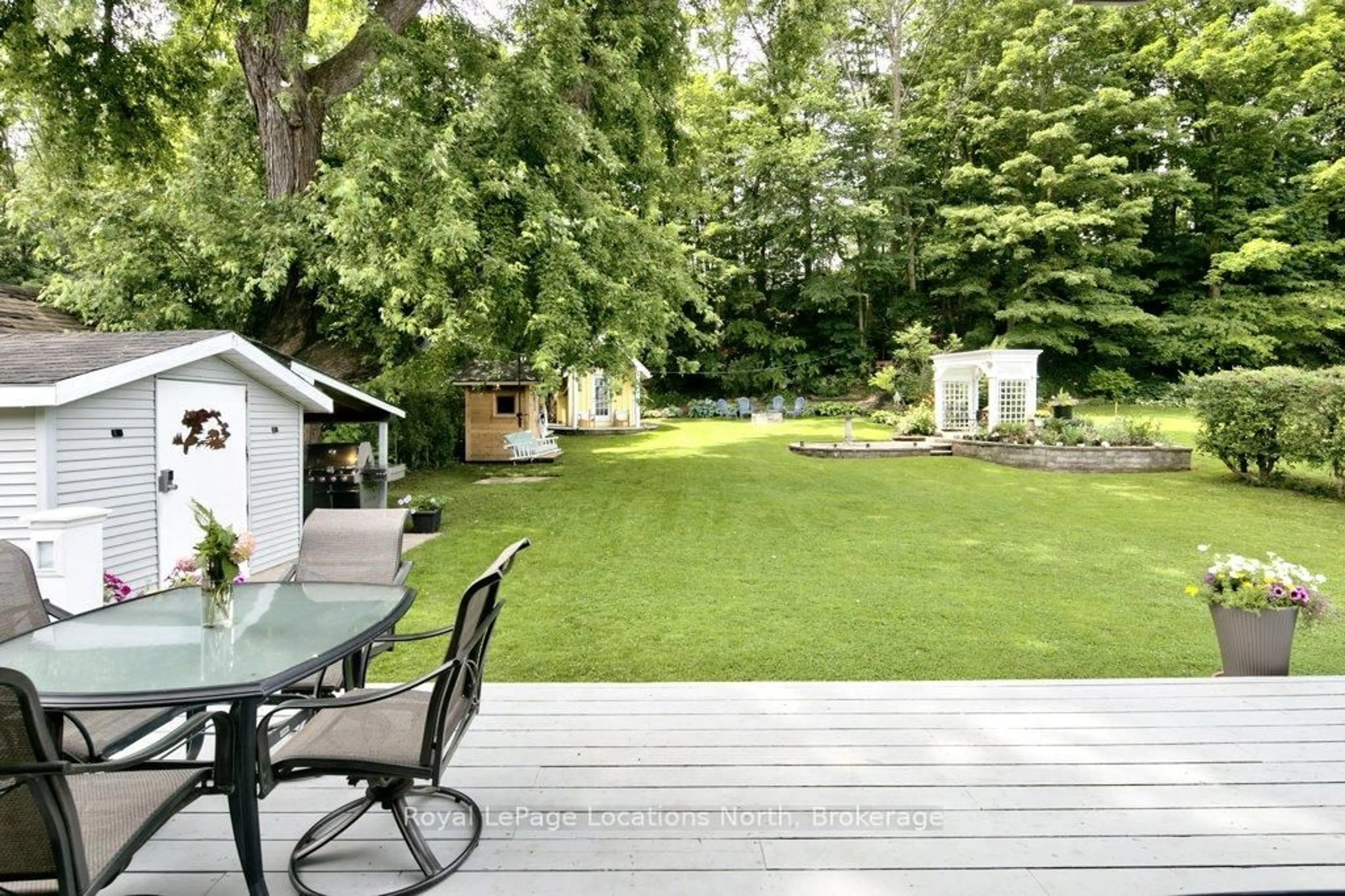 Patio, forest/trees view for 25 Edwin St, Meaford Ontario N4L 1E4