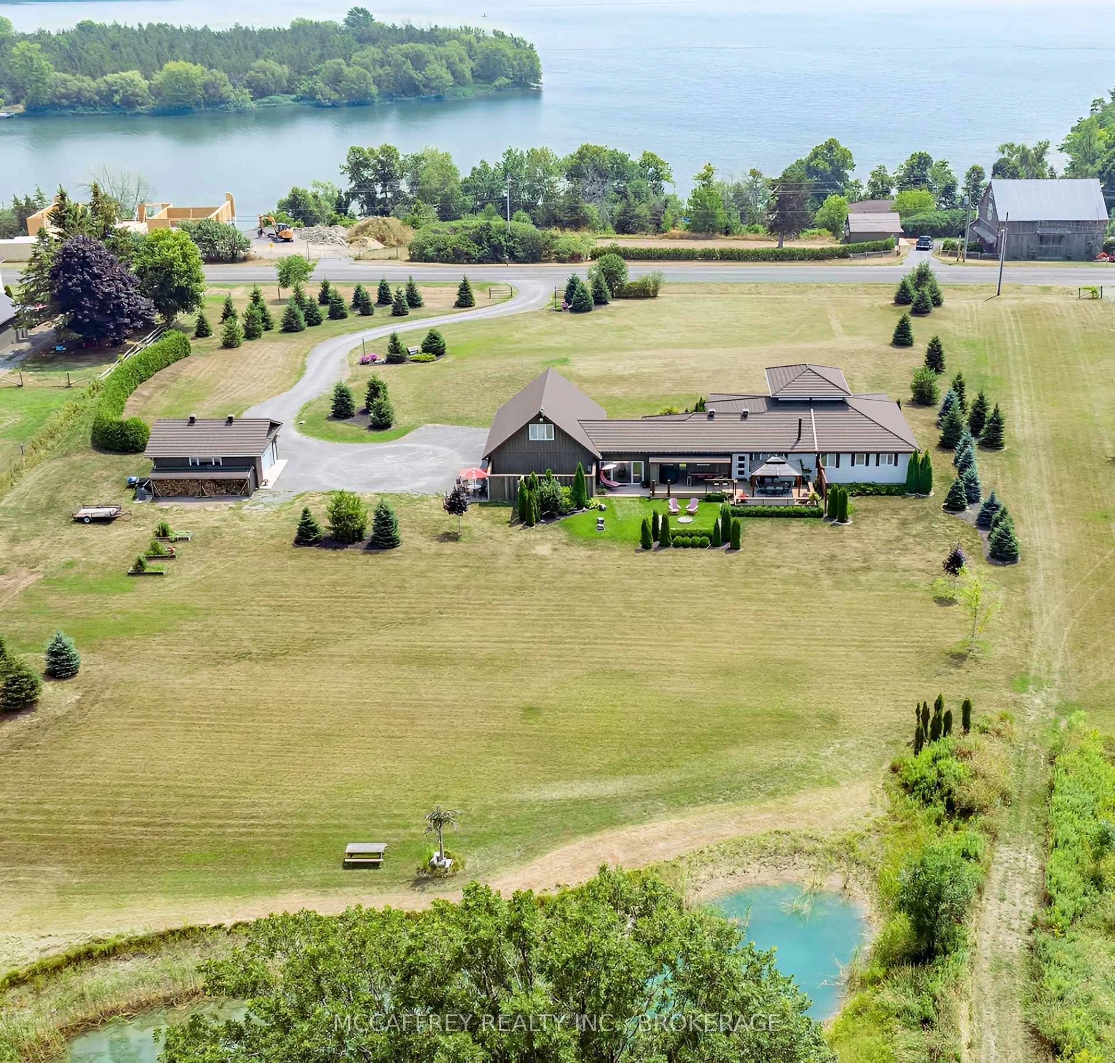 A pic from outside/outdoor area/front of a property/back of a property/a pic from drone, water/lake/river/ocean view for 4640 County Rd 9, Napanee Ontario K7R 3K8