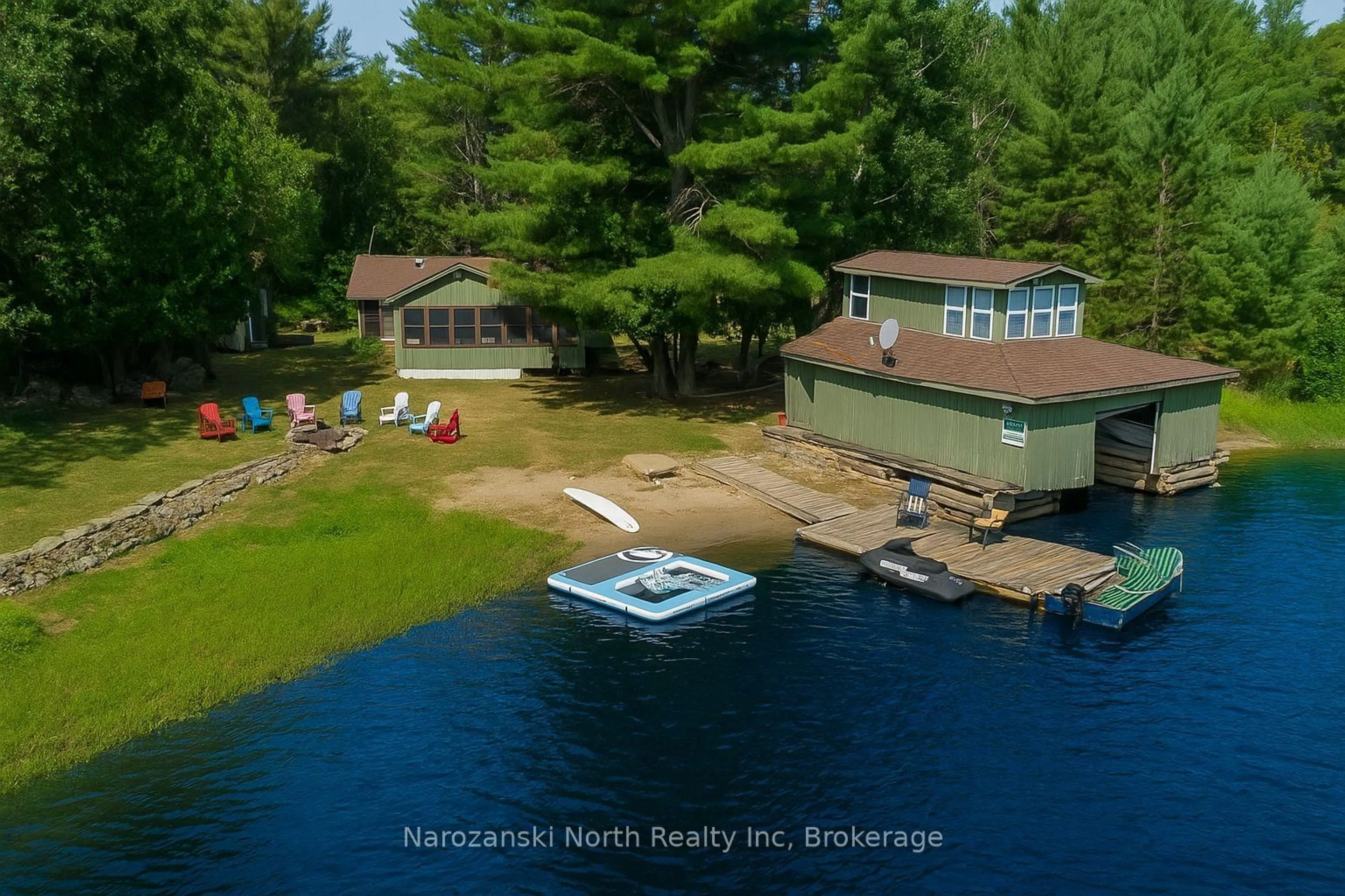 A pic from outside/outdoor area/front of a property/back of a property/a pic from drone, water/lake/river/ocean view for 118A Plouffe Rd, French River Ontario P0M 2N0