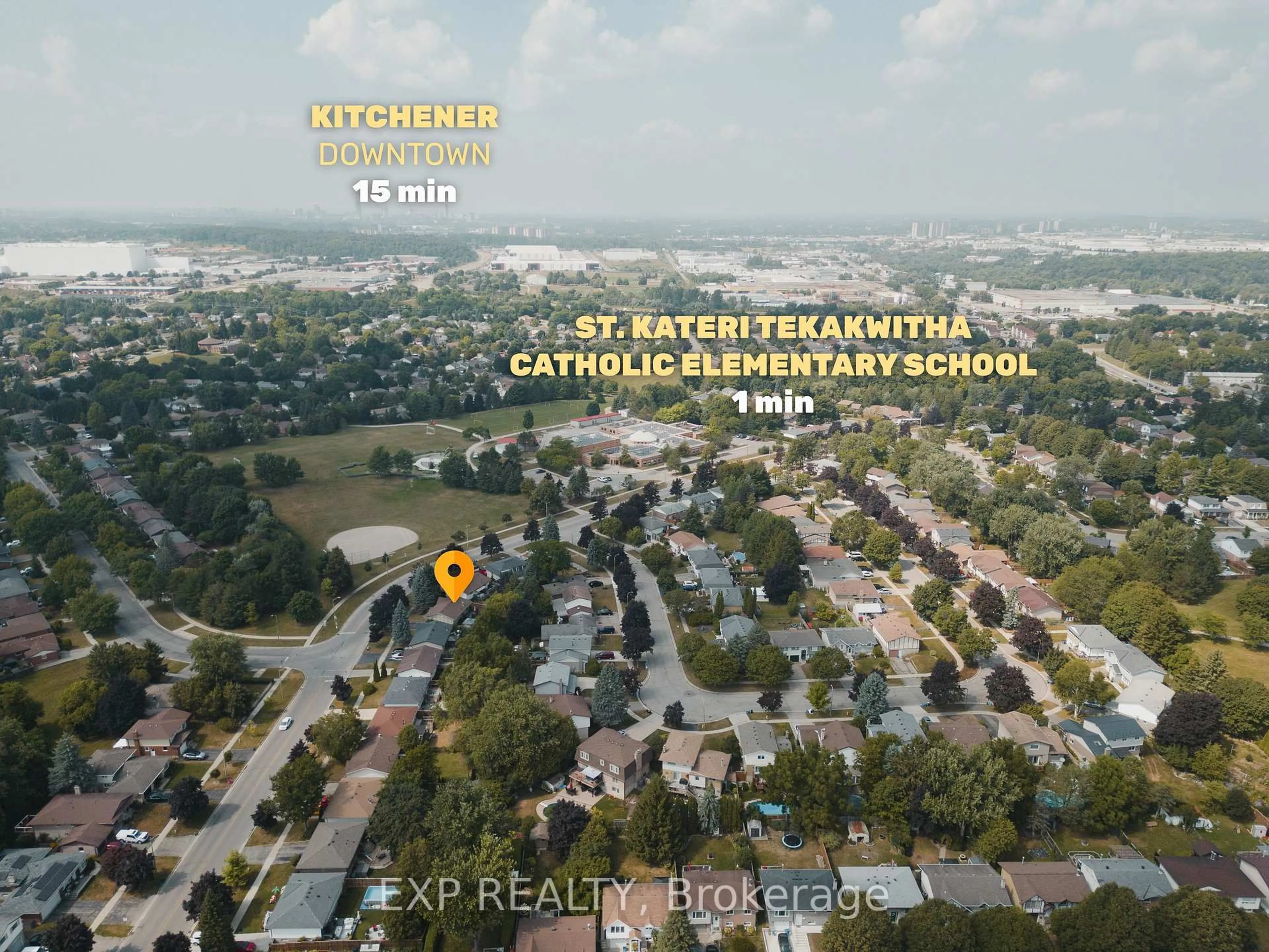 A pic from outside/outdoor area/front of a property/back of a property/a pic from drone, street for 595 Pioneer Dr, Kitchener Ontario N2P 1L6