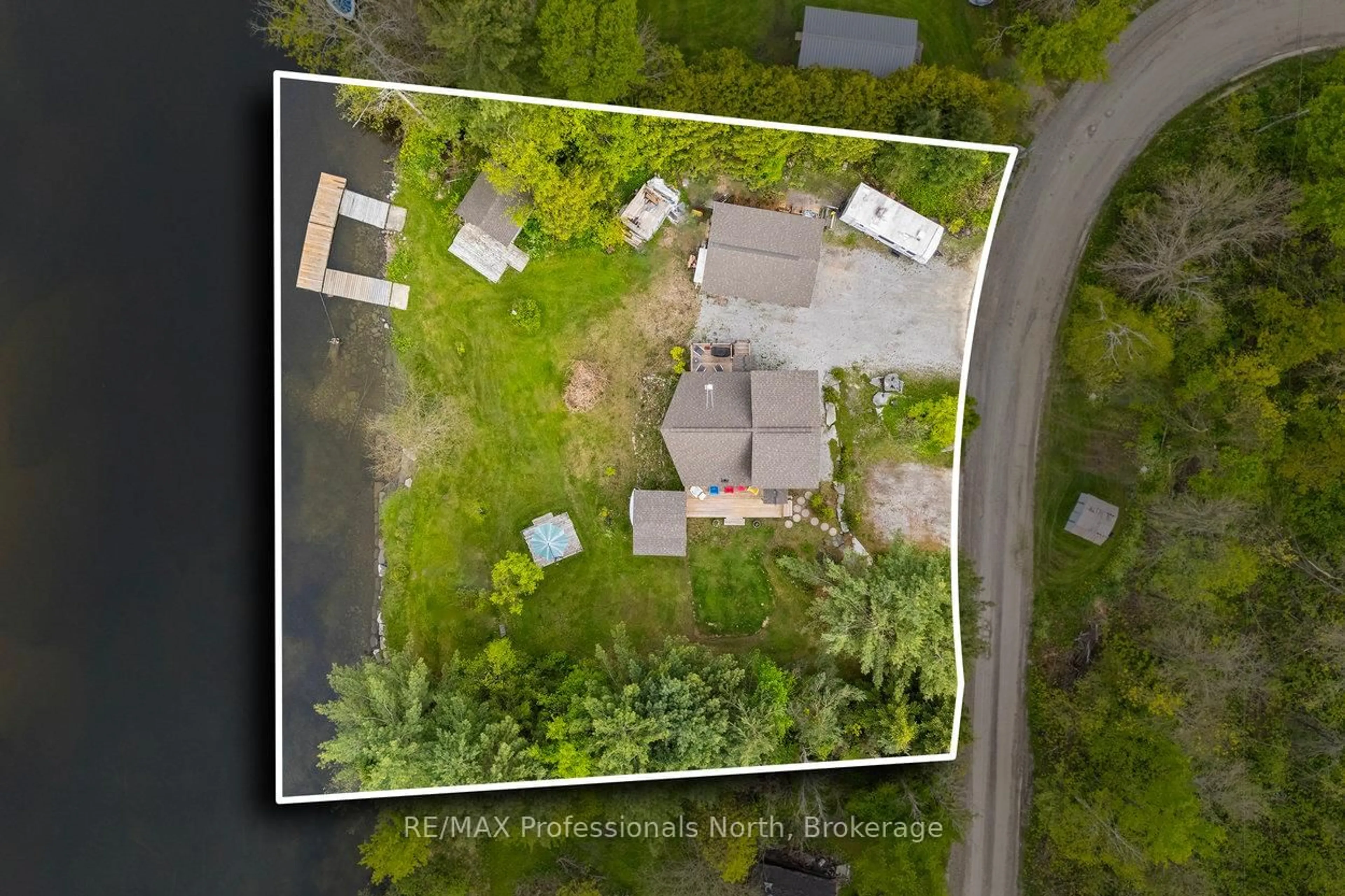 A pic from outside/outdoor area/front of a property/back of a property/a pic from drone, unknown for 1059 Tiffany Lane, Minden Hills Ontario K0M 2K0
