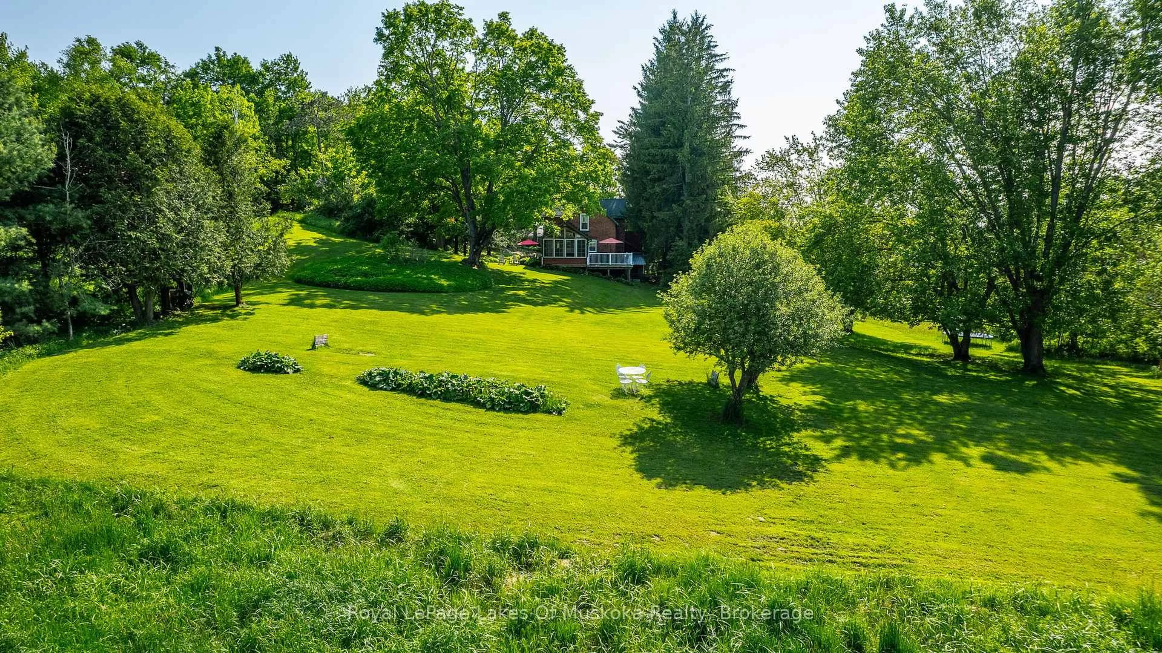 A pic from outside/outdoor area/front of a property/back of a property/a pic from drone, forest/trees view for 229 Fraserburg Rd, Bracebridge Ontario P1L 0G9