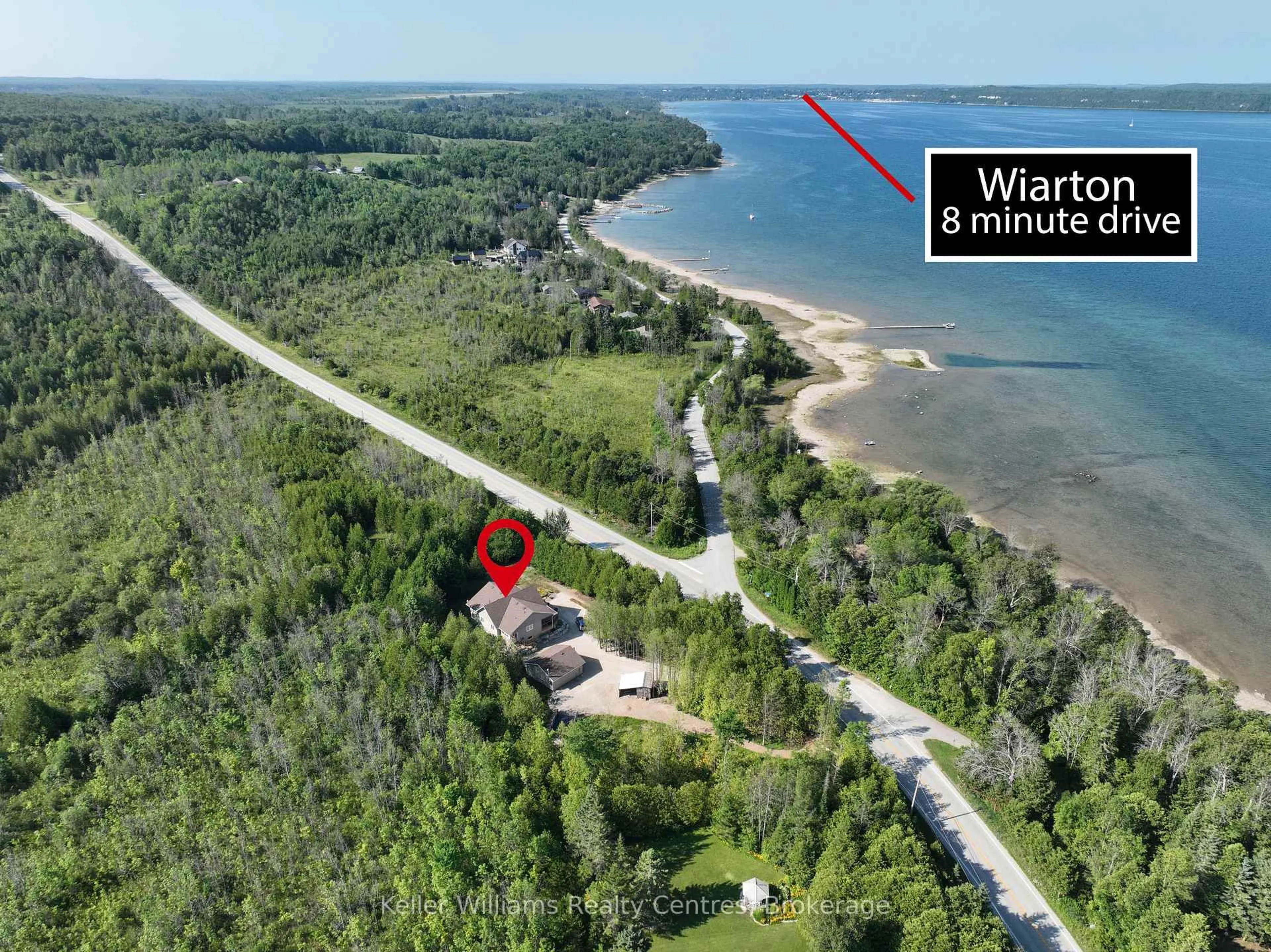 A pic from outside/outdoor area/front of a property/back of a property/a pic from drone, water/lake/river/ocean view for 502180 Grey Road 1, Georgian Bluffs Ontario N0H 2T0