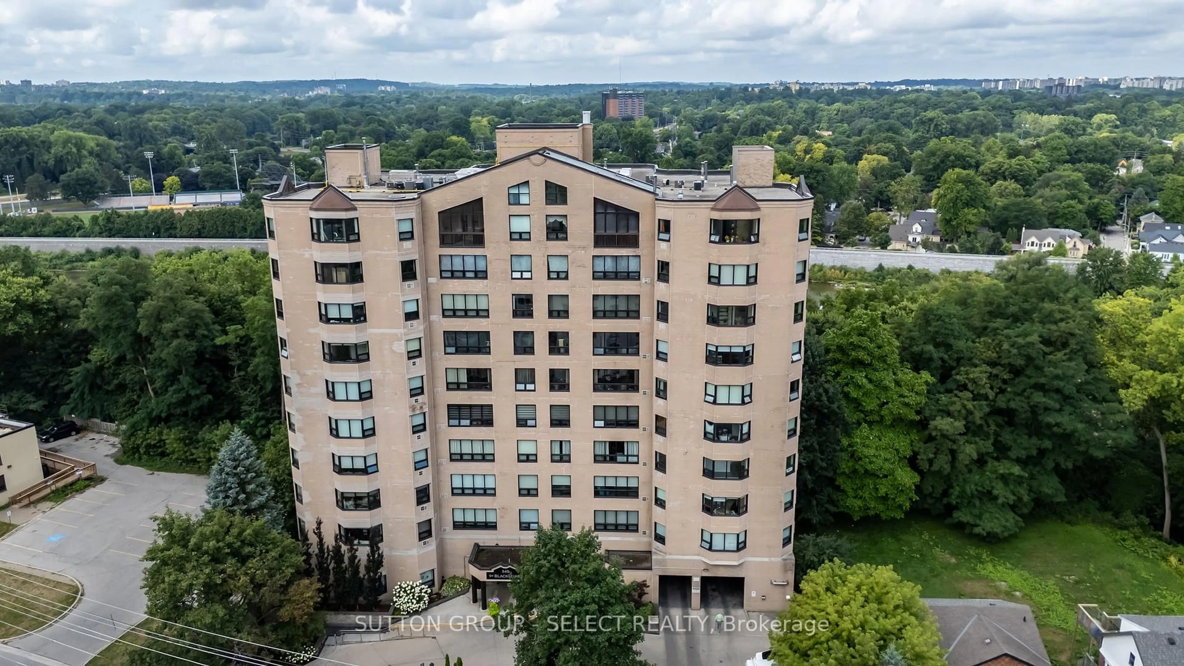 A pic from outside/outdoor area/front of a property/back of a property/a pic from drone, city buildings view from balcony for 549 RIDOUT St #304, London East Ontario N6A 5N5