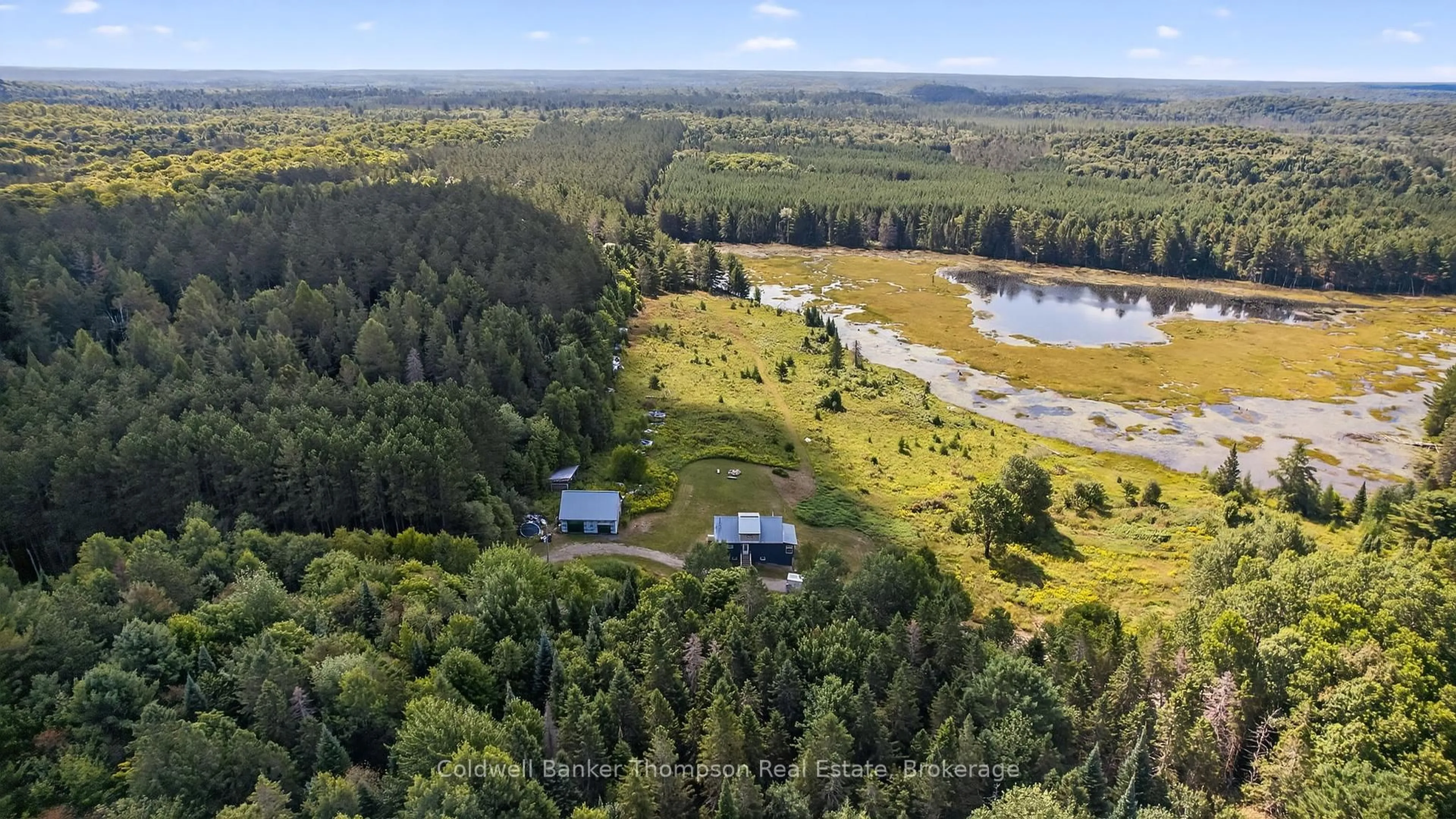 A pic from outside/outdoor area/front of a property/back of a property/a pic from drone, water/lake/river/ocean view for 193 Yearly Community Centre Rd, Huntsville Ontario P0B 1M0