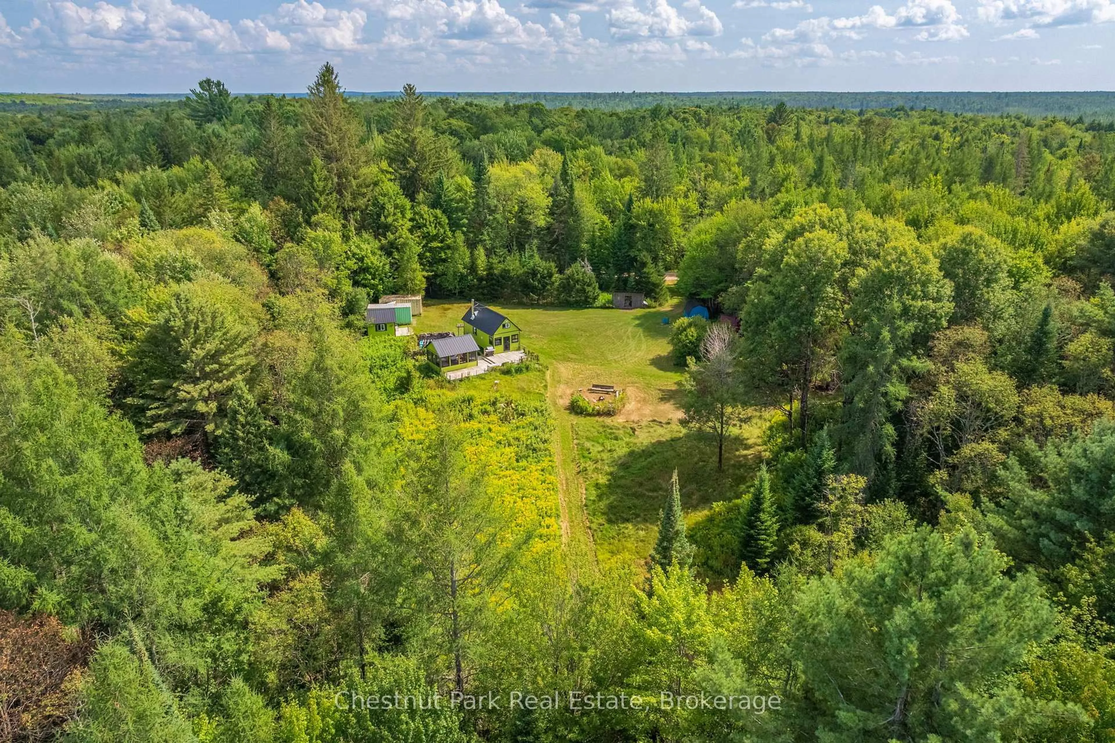 A pic from outside/outdoor area/front of a property/back of a property/a pic from drone, forest/trees view for 2784 Axe Lake Rd, McMurrich/Monteith Ontario P0B 1M0