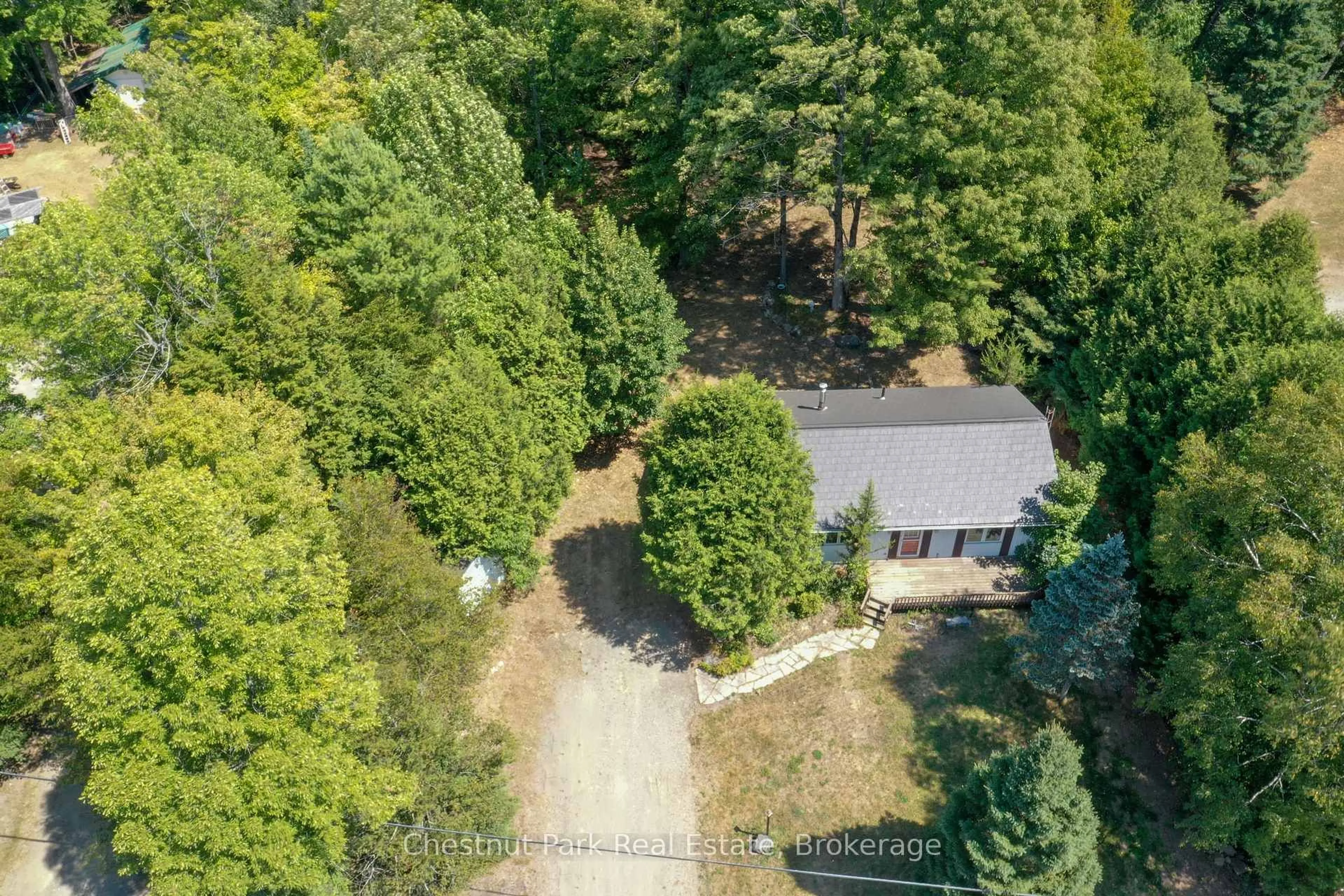 A pic from outside/outdoor area/front of a property/back of a property/a pic from drone, forest/trees view for 222 Mountain St, Dysart et al Ontario K0M 1S0