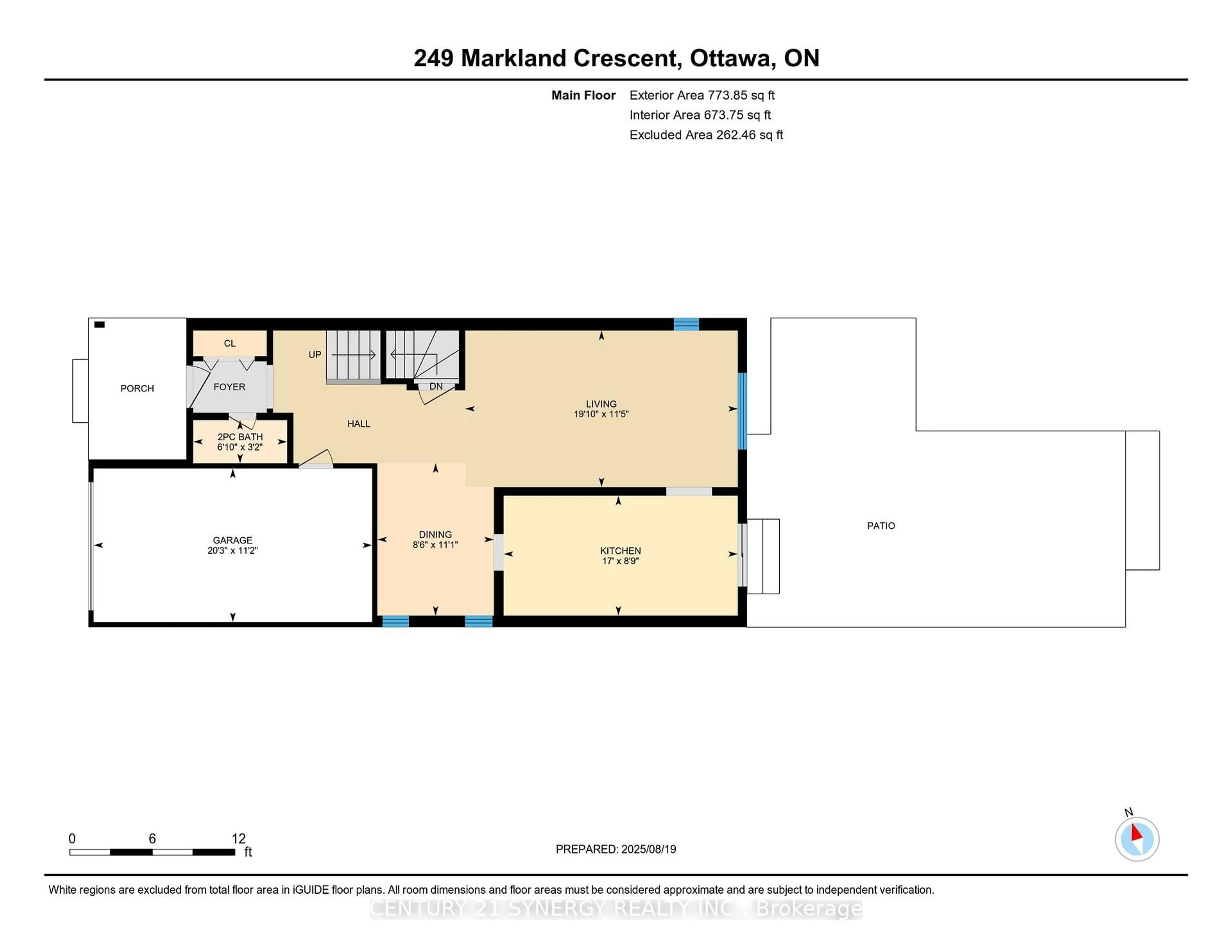 Floor plan for 249 Markland Cres, Ottawa Ontario K2G 6A7