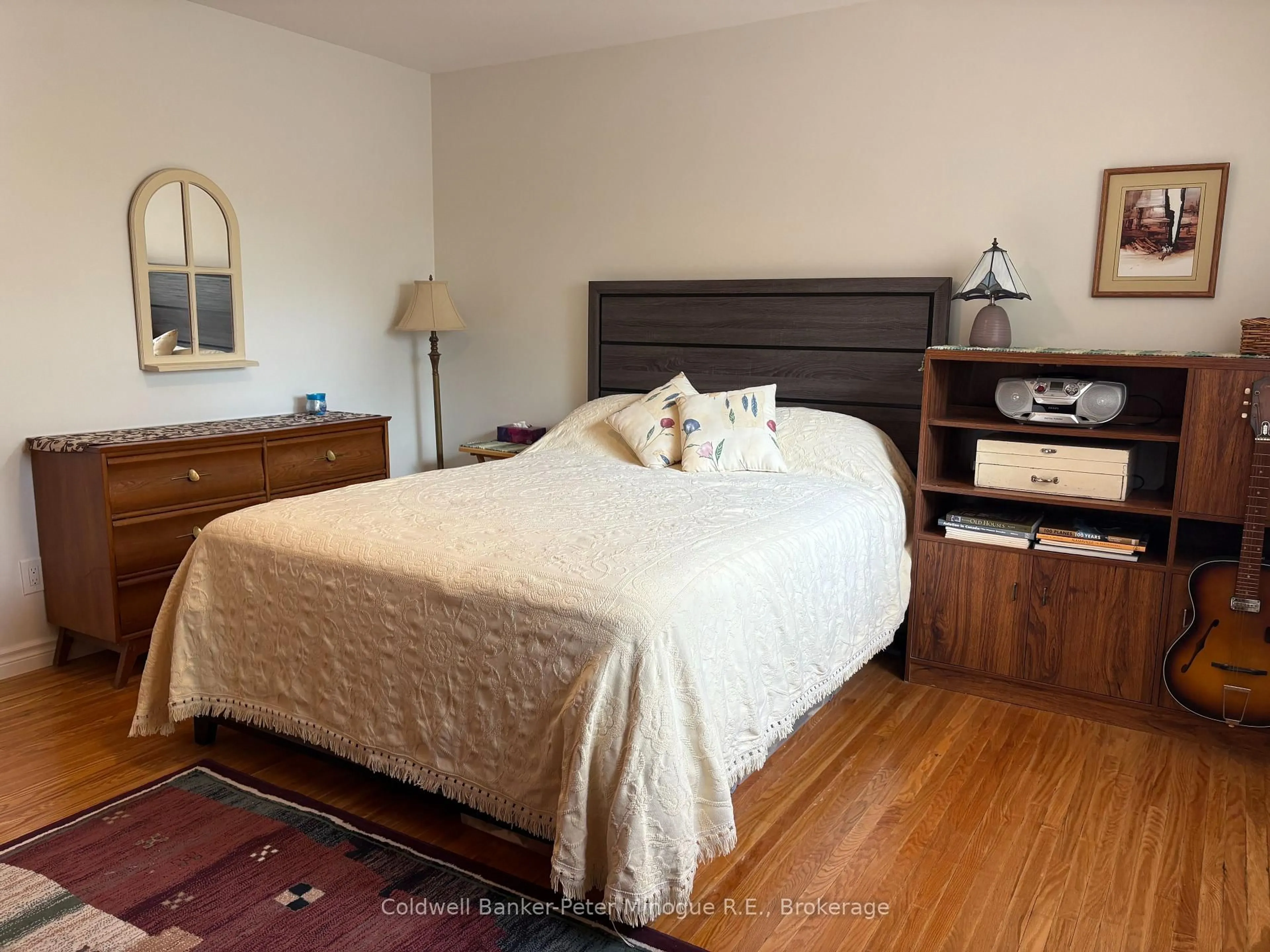 Bedroom with bed, wood/laminate floor for 40 Judge Ave #22, North Bay Ontario P1A 1B4