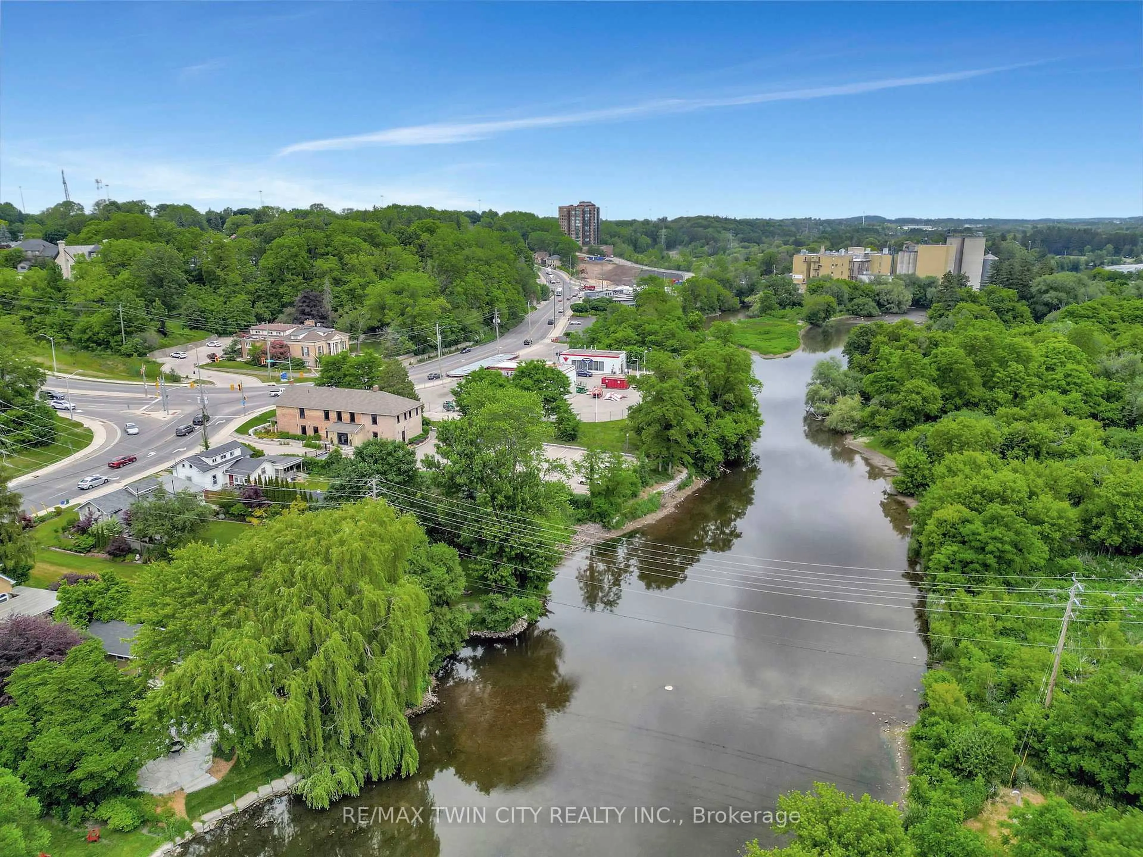 A pic from outside/outdoor area/front of a property/back of a property/a pic from drone, water/lake/river/ocean view for 351 Fountain St, Cambridge Ontario N3H 1J2