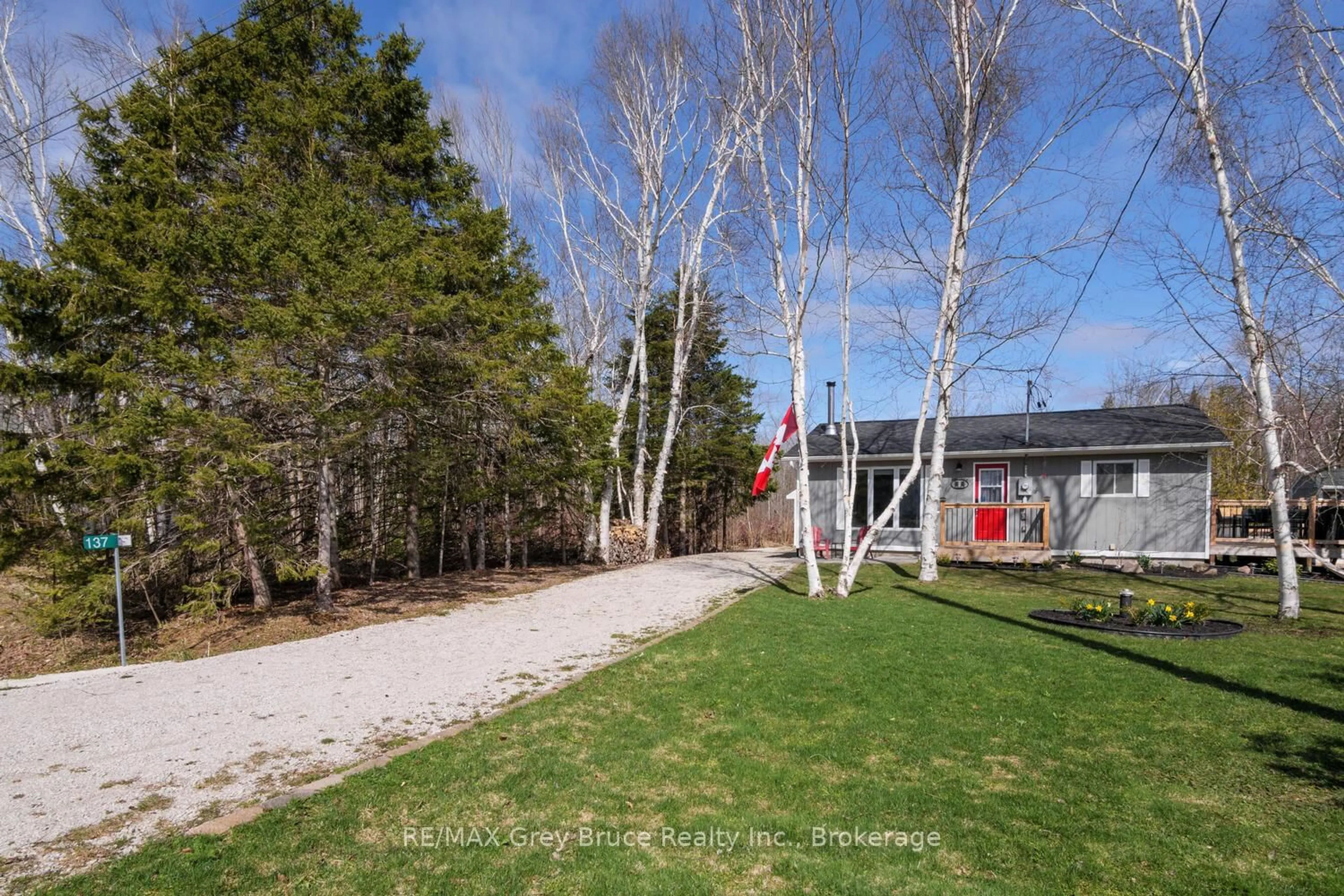 A pic from outside/outdoor area/front of a property/back of a property/a pic from drone, forest/trees view for 137 Maple Dr, Northern Bruce Peninsula Ontario N0H 1Z0