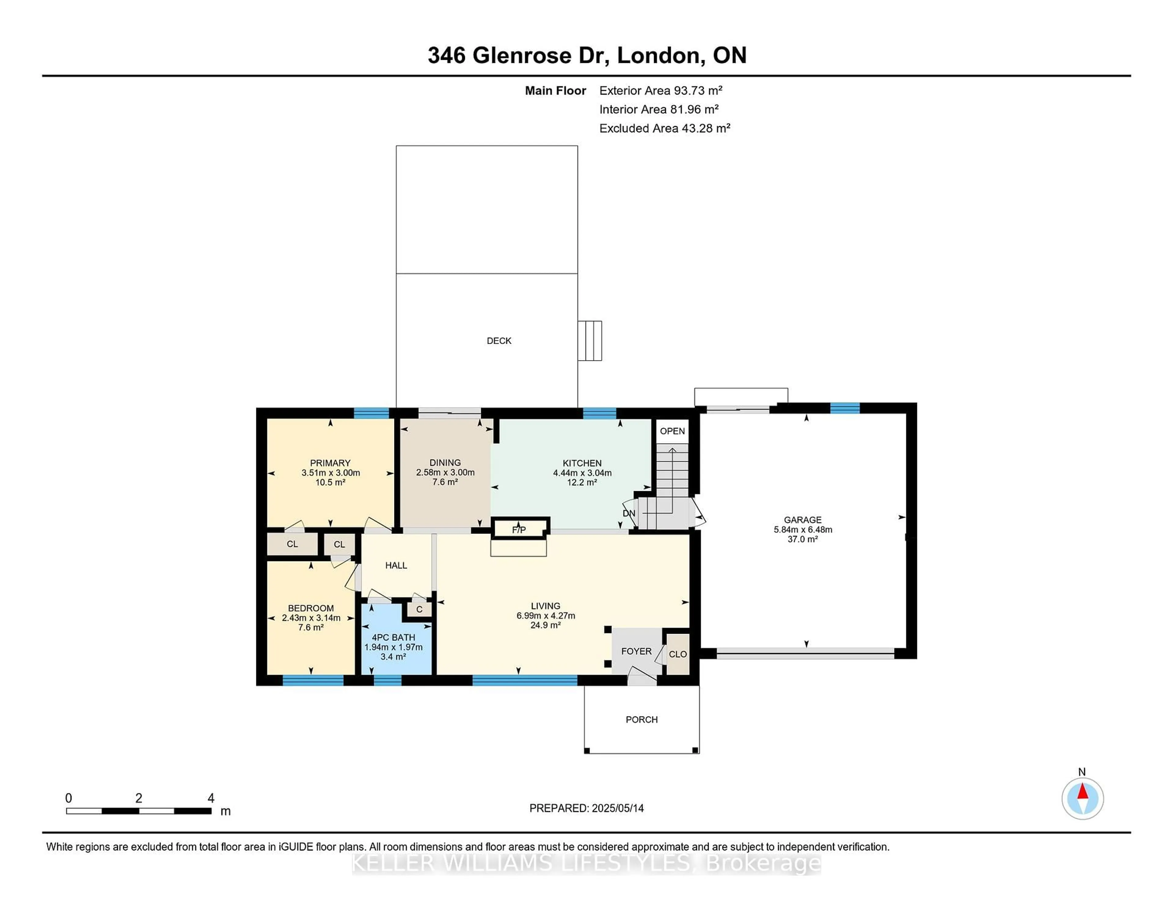 Floor plan for 346 Glenrose Dr, London South Ontario N6K 2A8