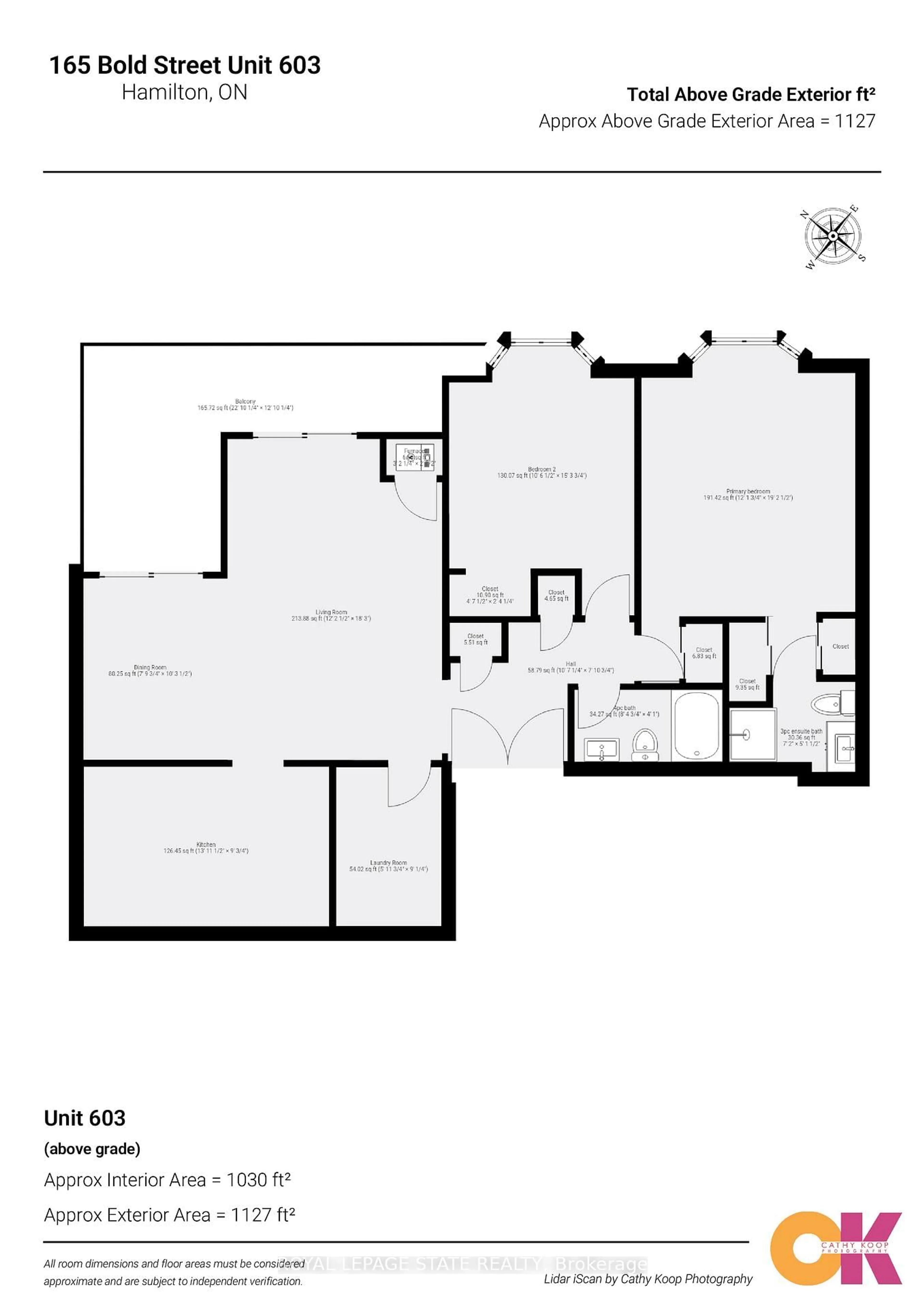 Floor plan for 165 Bold St #603, Hamilton Ontario L8P 1V4