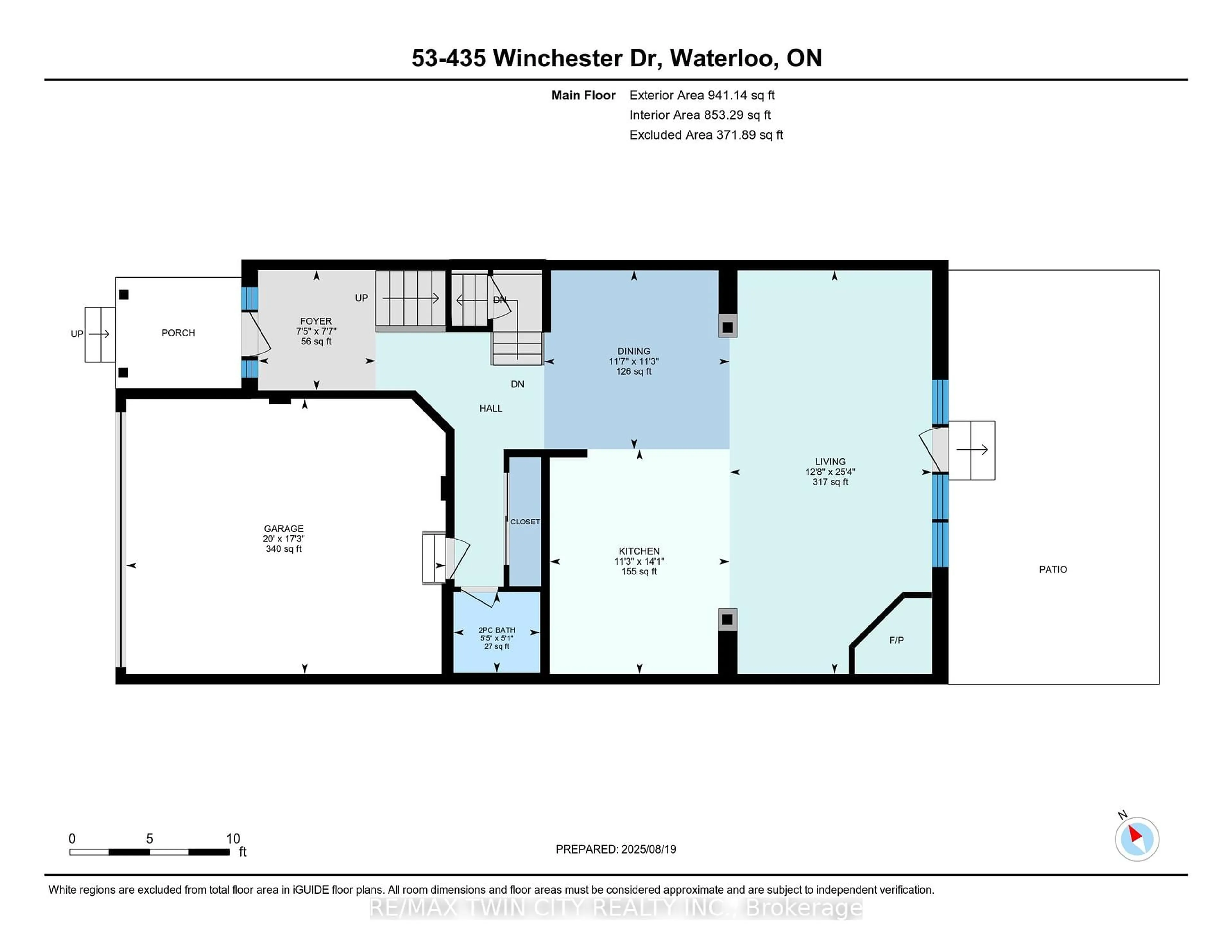 Floor plan for 435 Winchester Dr #53, Waterloo Ontario N2T 0B7