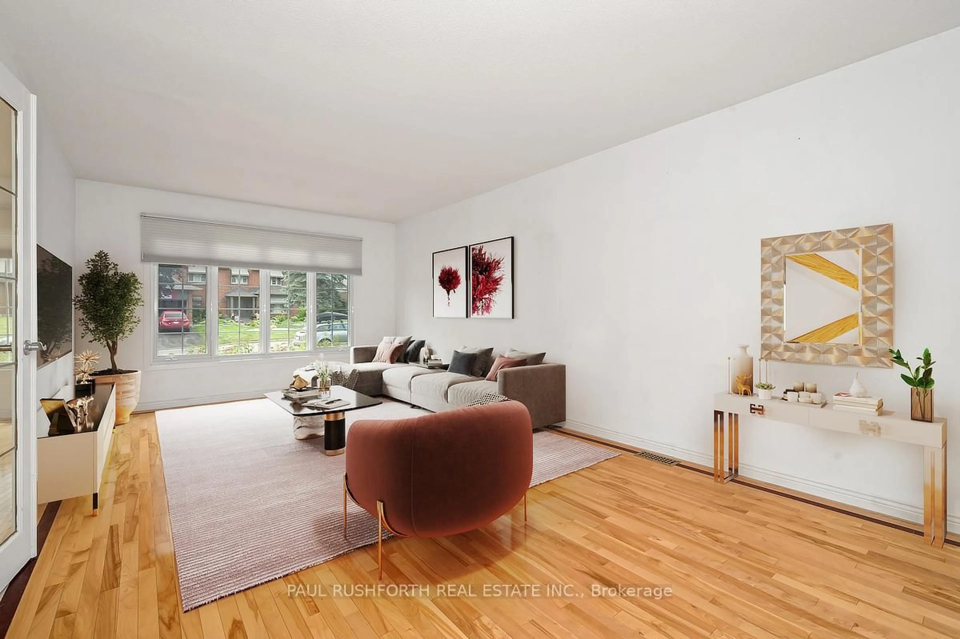 Living room with furniture, wood/laminate floor for 89 Hawk Cres, Ottawa Ontario K1V 9G8