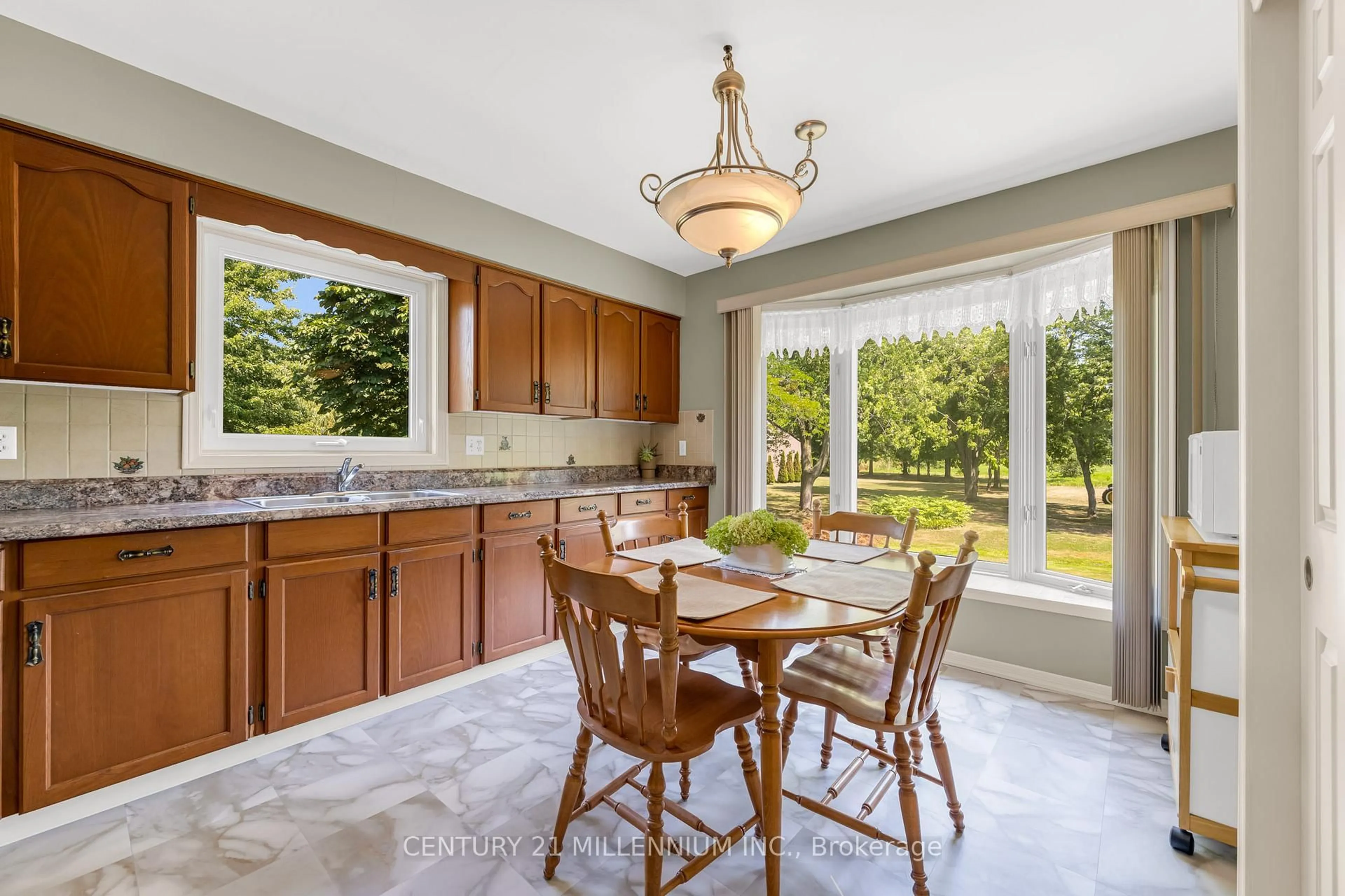Open concept kitchen, ceramic/tile floor for 40764 Forks Rd, Wainfleet Ontario L0S 1V0