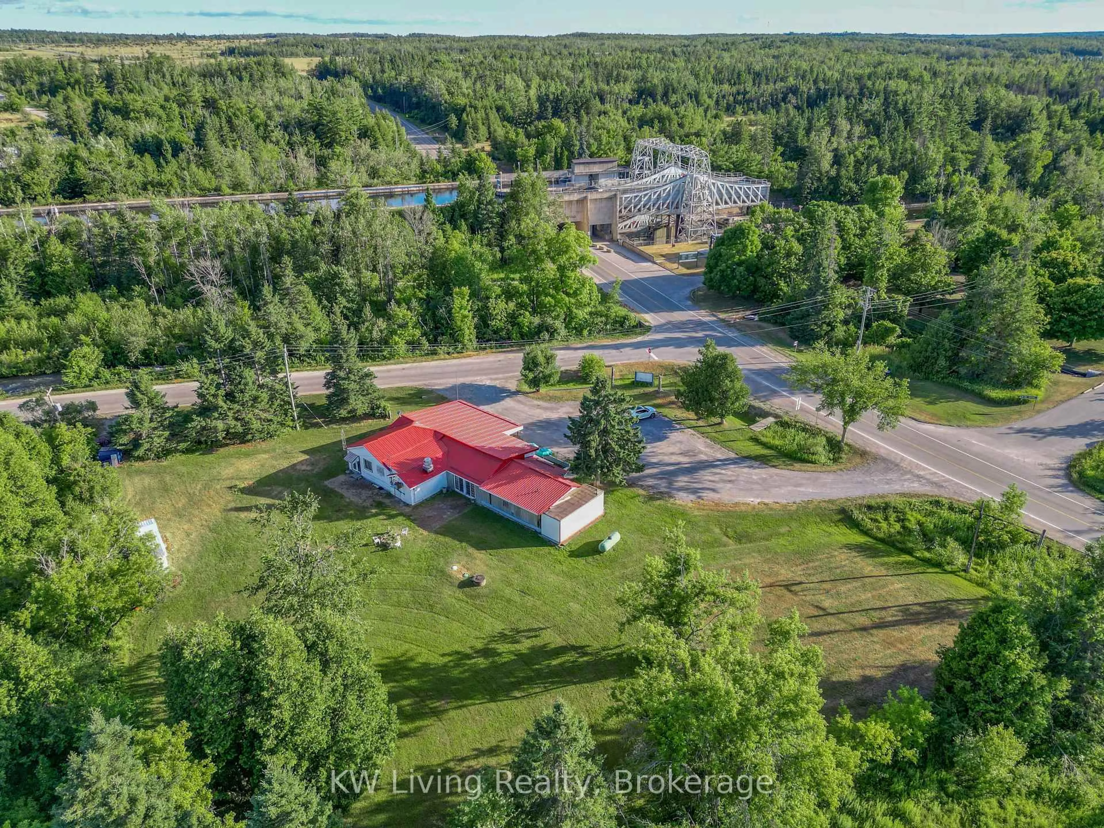 A pic from outside/outdoor area/front of a property/back of a property/a pic from drone, water/lake/river/ocean view for 2030 Kirkfield Rd, Kawartha Lakes Ontario K0M 2B0