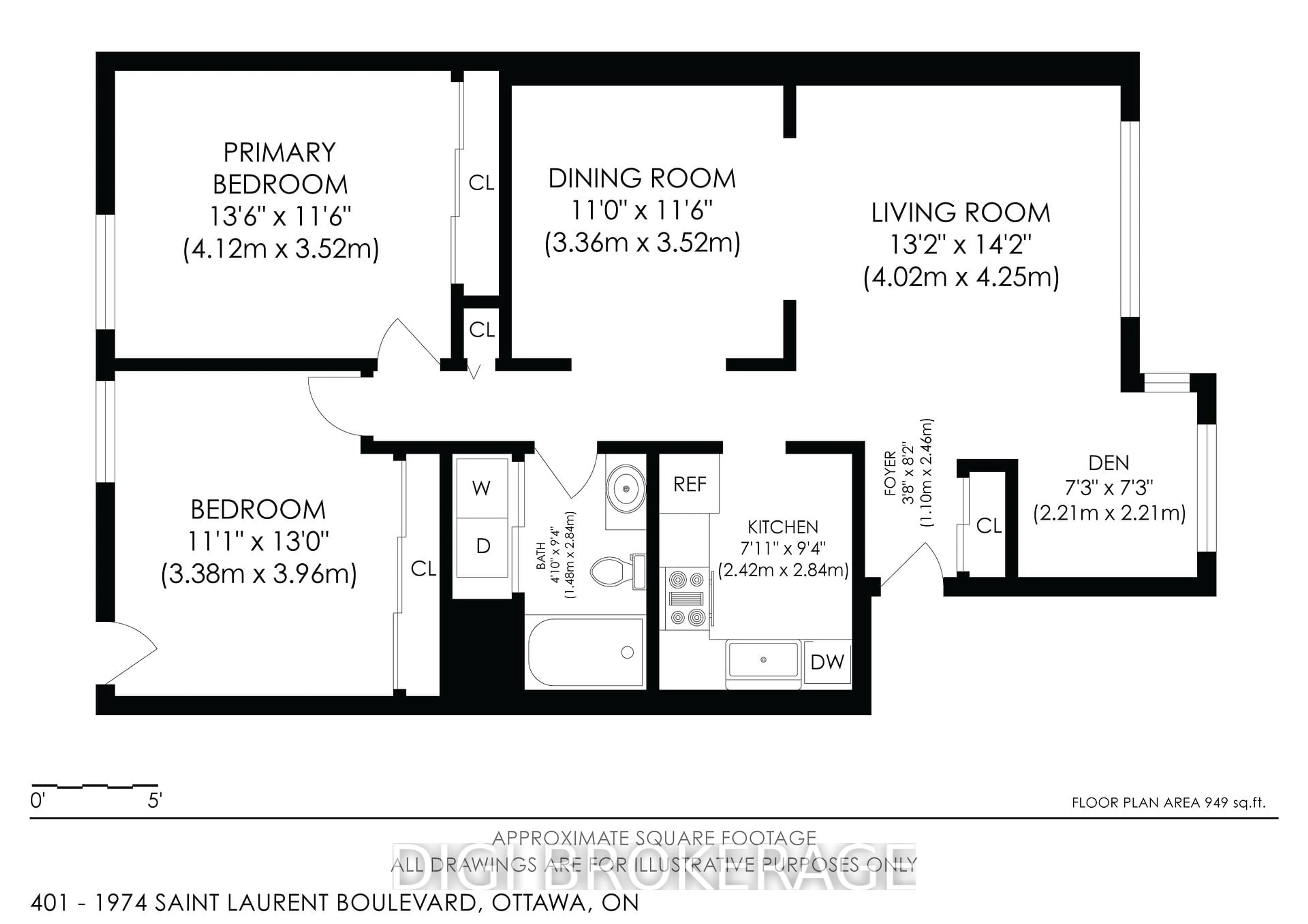 Floor plan for 1974 St Laurent Blvd #401, Ottawa Ontario K1G 4L5