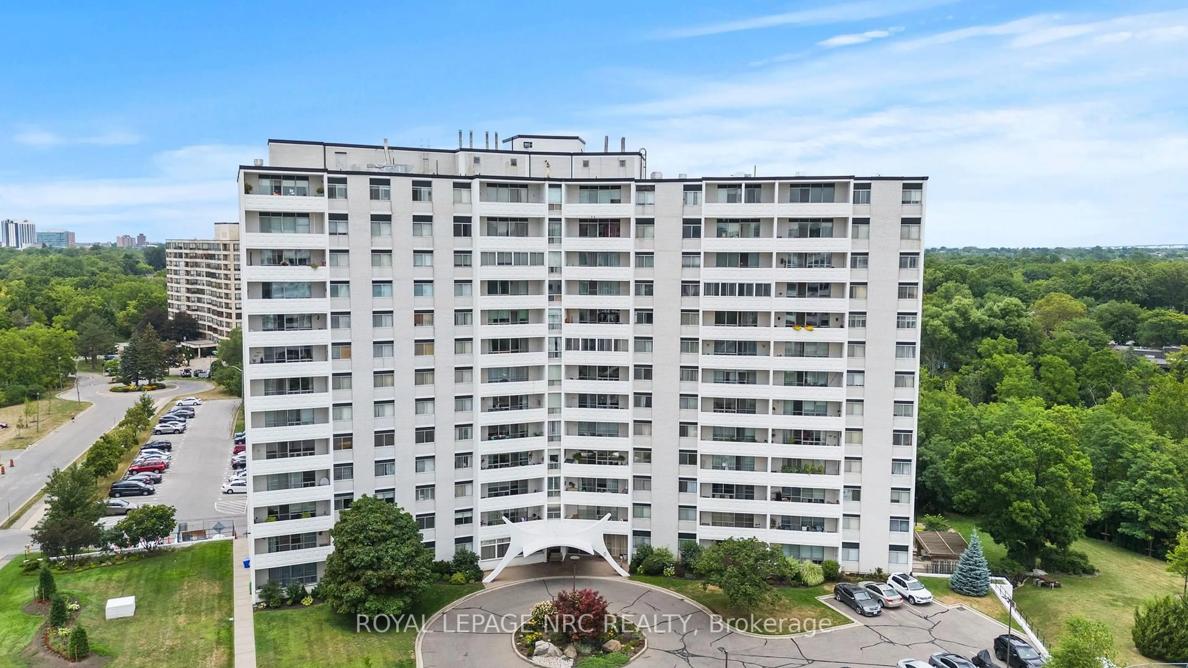 A pic from outside/outdoor area/front of a property/back of a property/a pic from drone, city buildings view from balcony for 15 Towering Heights Blvd #406, St. Catharines Ontario L2T 3G7