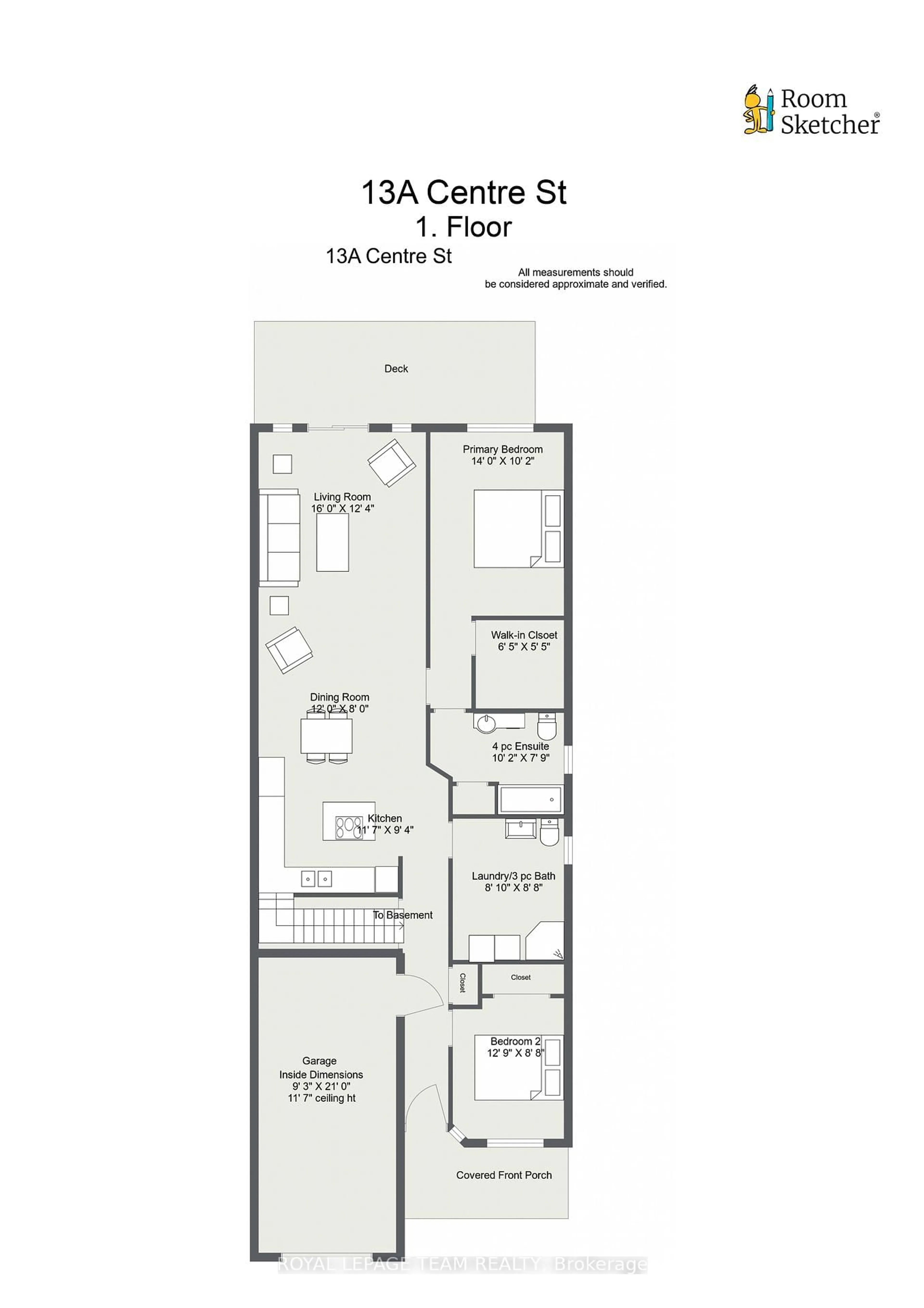 Floor plan for 13A Centre St, Brockville Ontario K6V 5S6