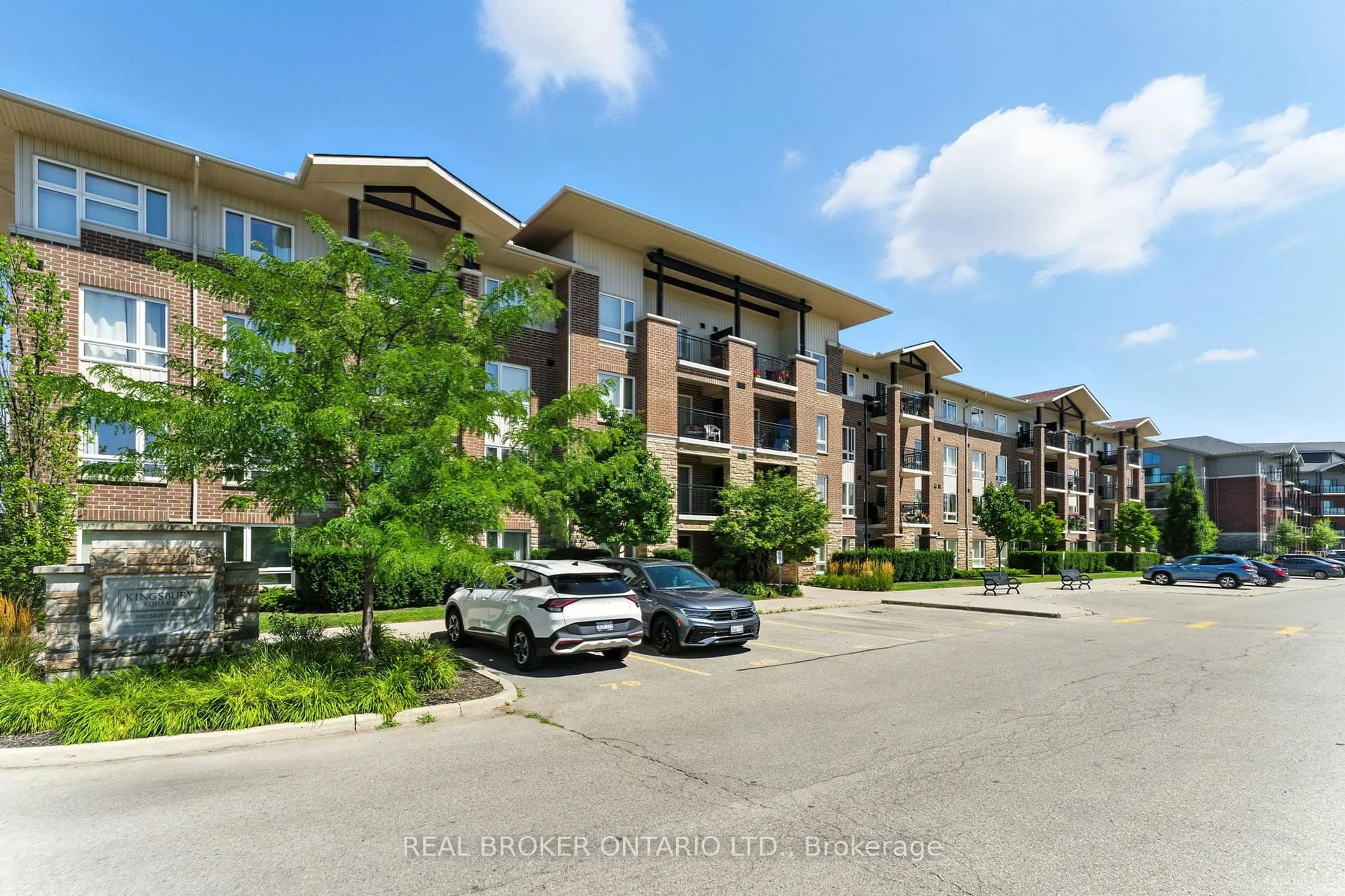 A pic from outside/outdoor area/front of a property/back of a property/a pic from drone, unknown for 45 Kingsbury Sq #207, Guelph Ontario N1L 0L2