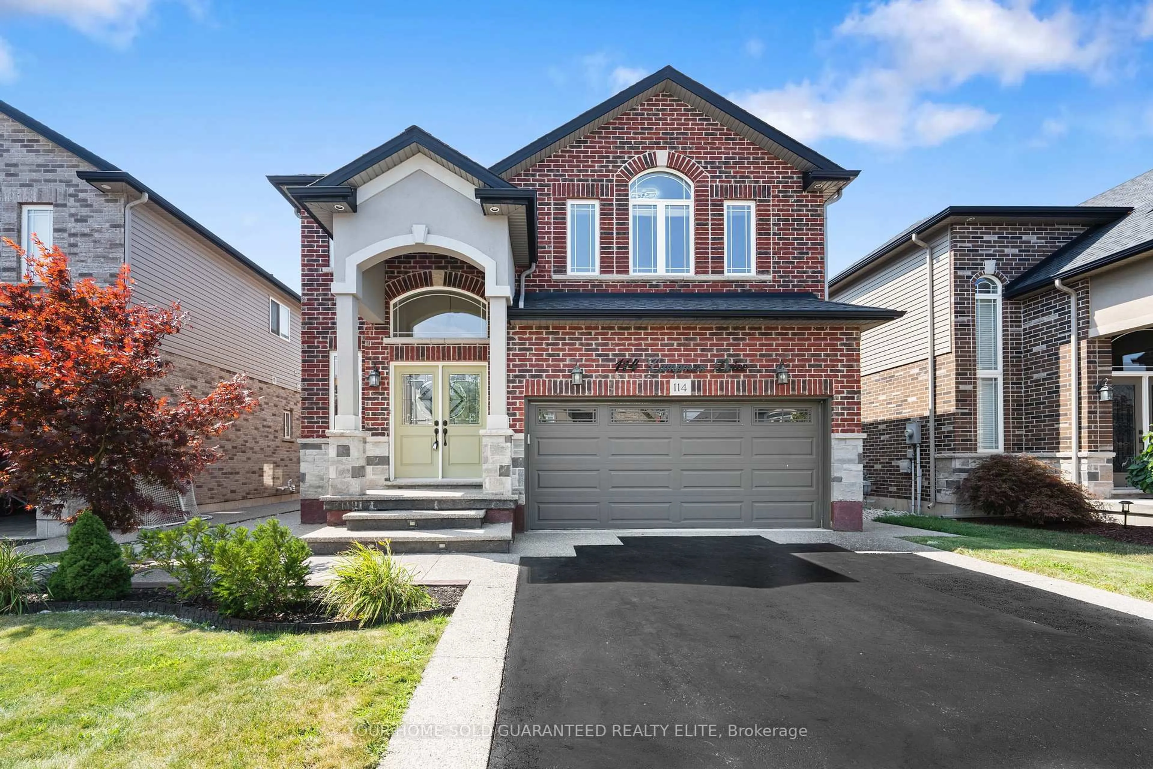 Home with brick exterior material, street for 114 Lampman Dr, Grimsby Ontario L3M 0E7