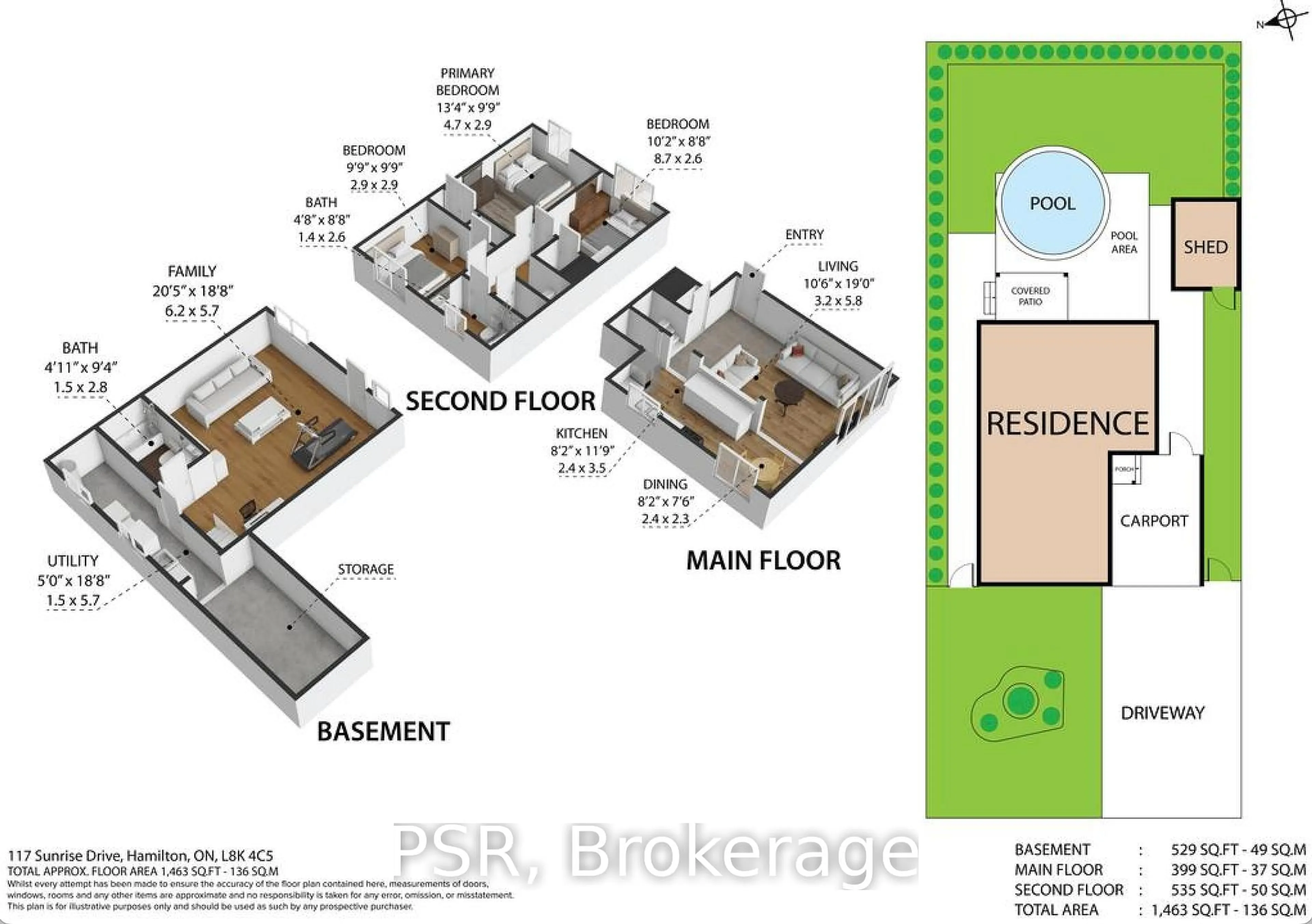 Floor plan for 117 Sunrise Dr, Hamilton Ontario L8K 4C5
