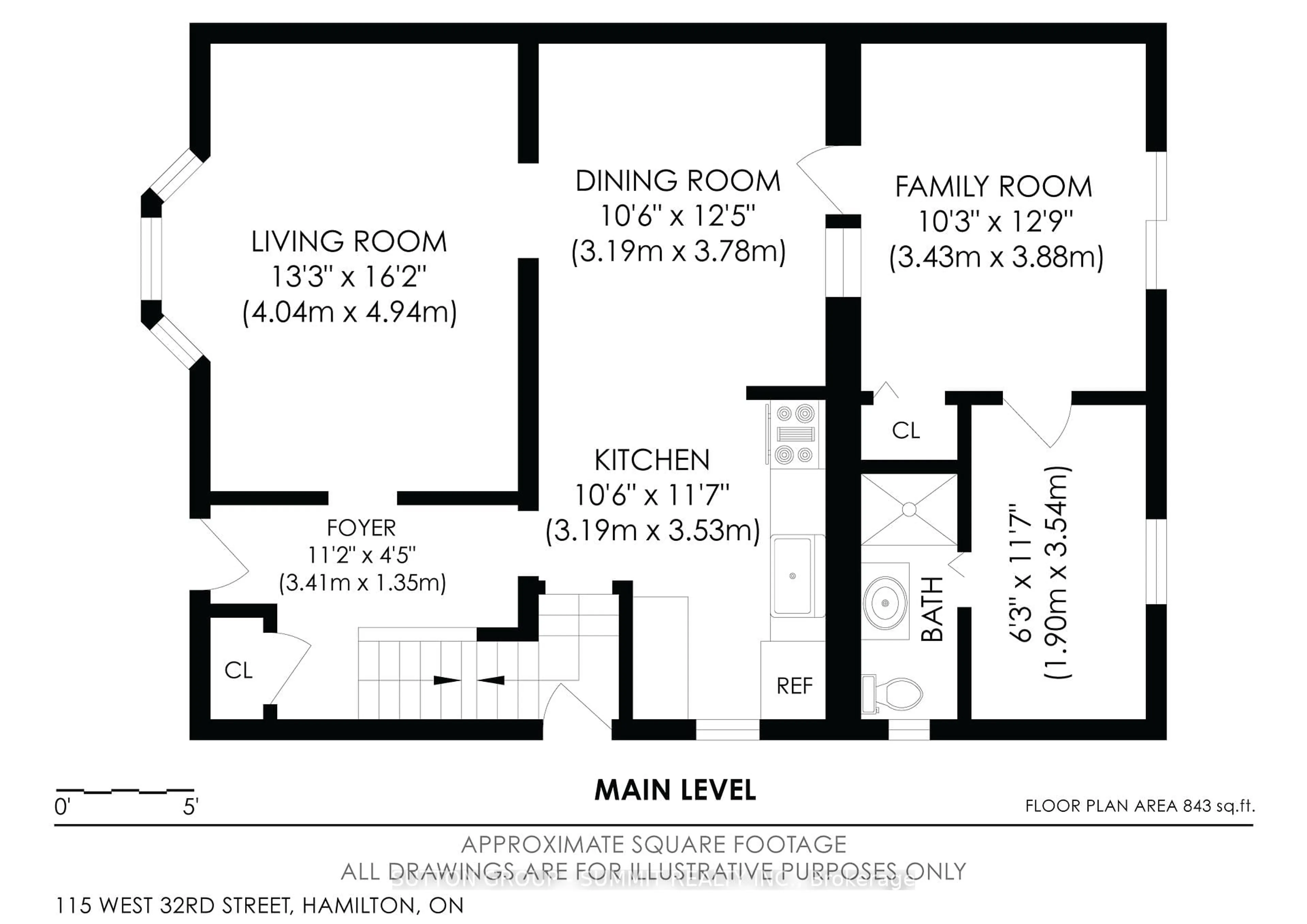 Floor plan for 115 West 32nd St, Hamilton Ontario L9C 5G8