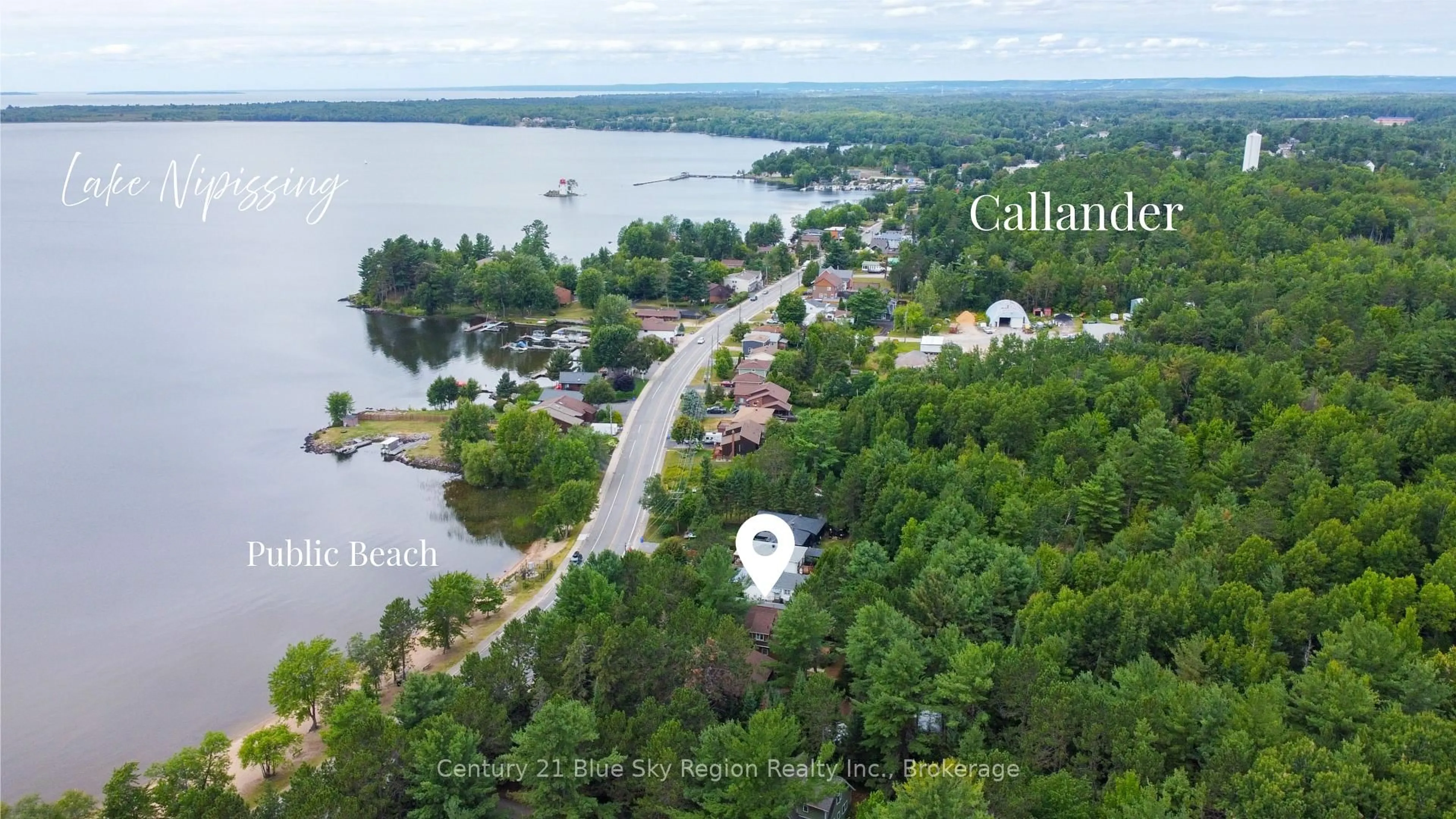 A pic from outside/outdoor area/front of a property/back of a property/a pic from drone, water/lake/river/ocean view for 758 Main St, Callander Ontario P0H 1H0