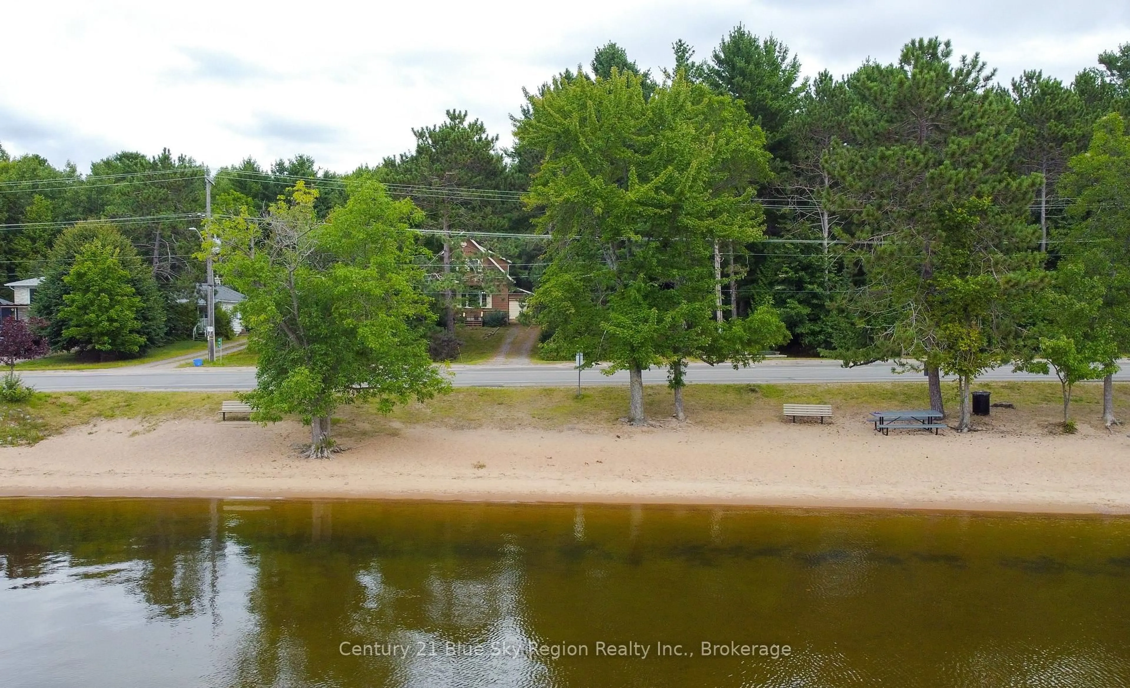 A pic from outside/outdoor area/front of a property/back of a property/a pic from drone, water/lake/river/ocean view for 758 Main St, Callander Ontario P0H 1H0