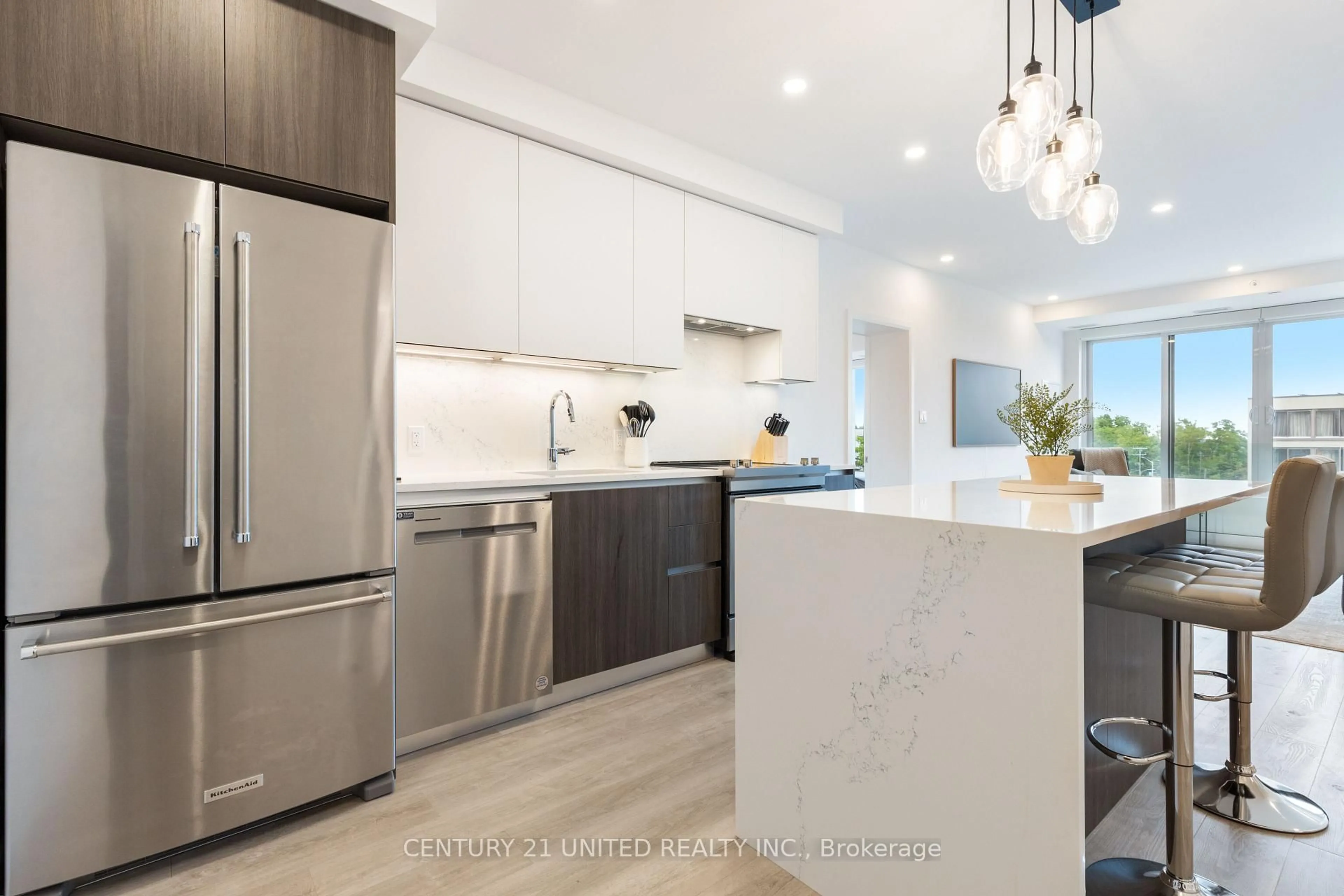 Contemporary kitchen, ceramic/tile floor for 195 Hunter St #705, Peterborough Ontario K9H 1G9